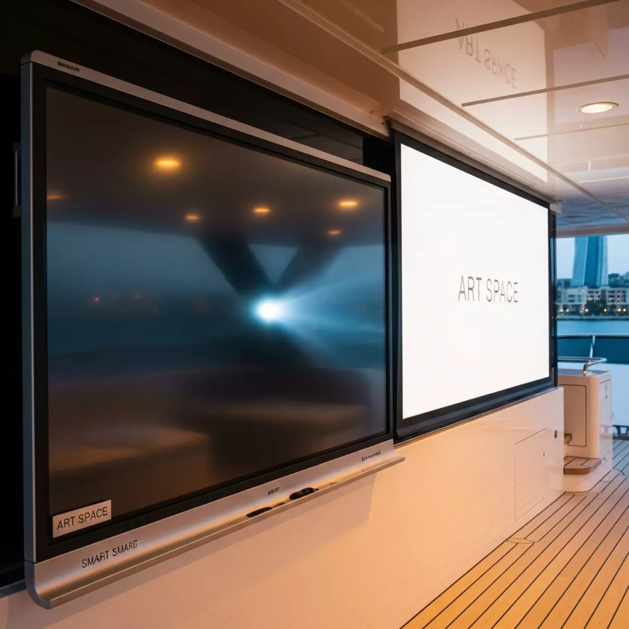 Аренда Комплект интерактивная доска SMART SBM787V проектор крепление на VIP-яхте (Имеретинский порт) — ART SPACE