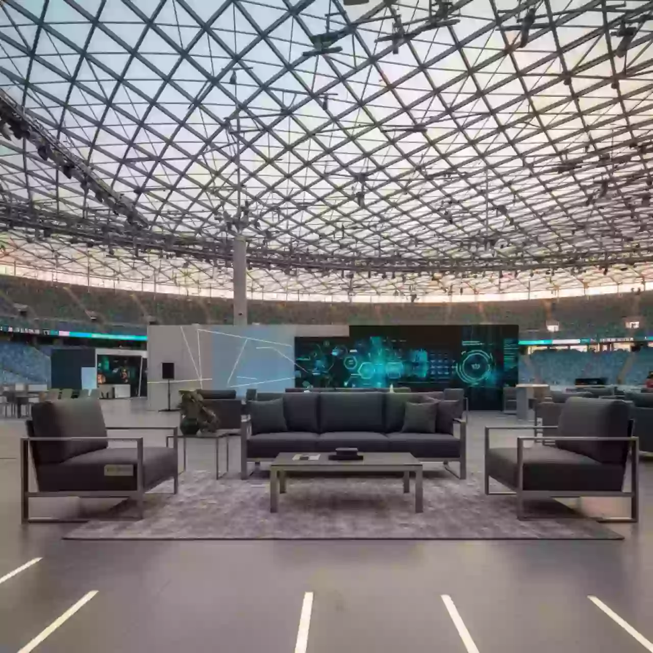 Аренда Комплект лаунж мебели антрацит алюминиевый Lund в VK Stadium Sirius — ART SPACE