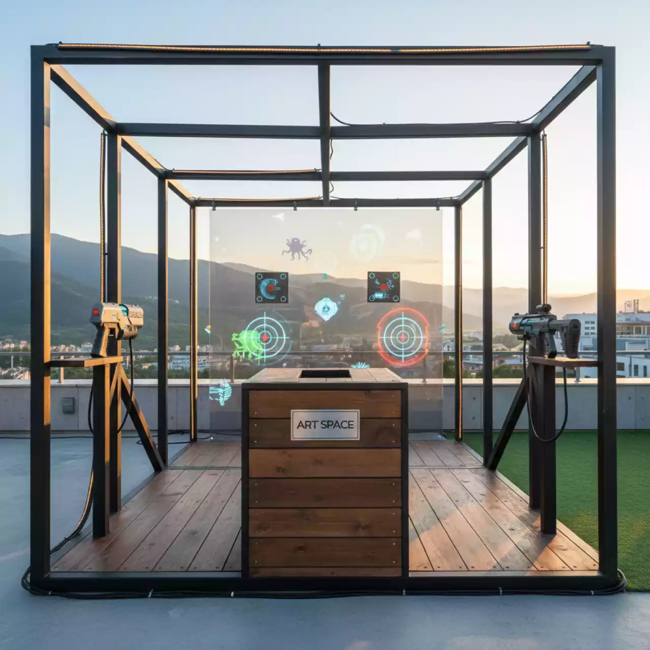 Аренда Комплект лазерного тираИНТИР Кадет ОБЖ пистолет и автомат по экрану два стрелка на курорте «Газпром» (Альпика) — ART SPACE