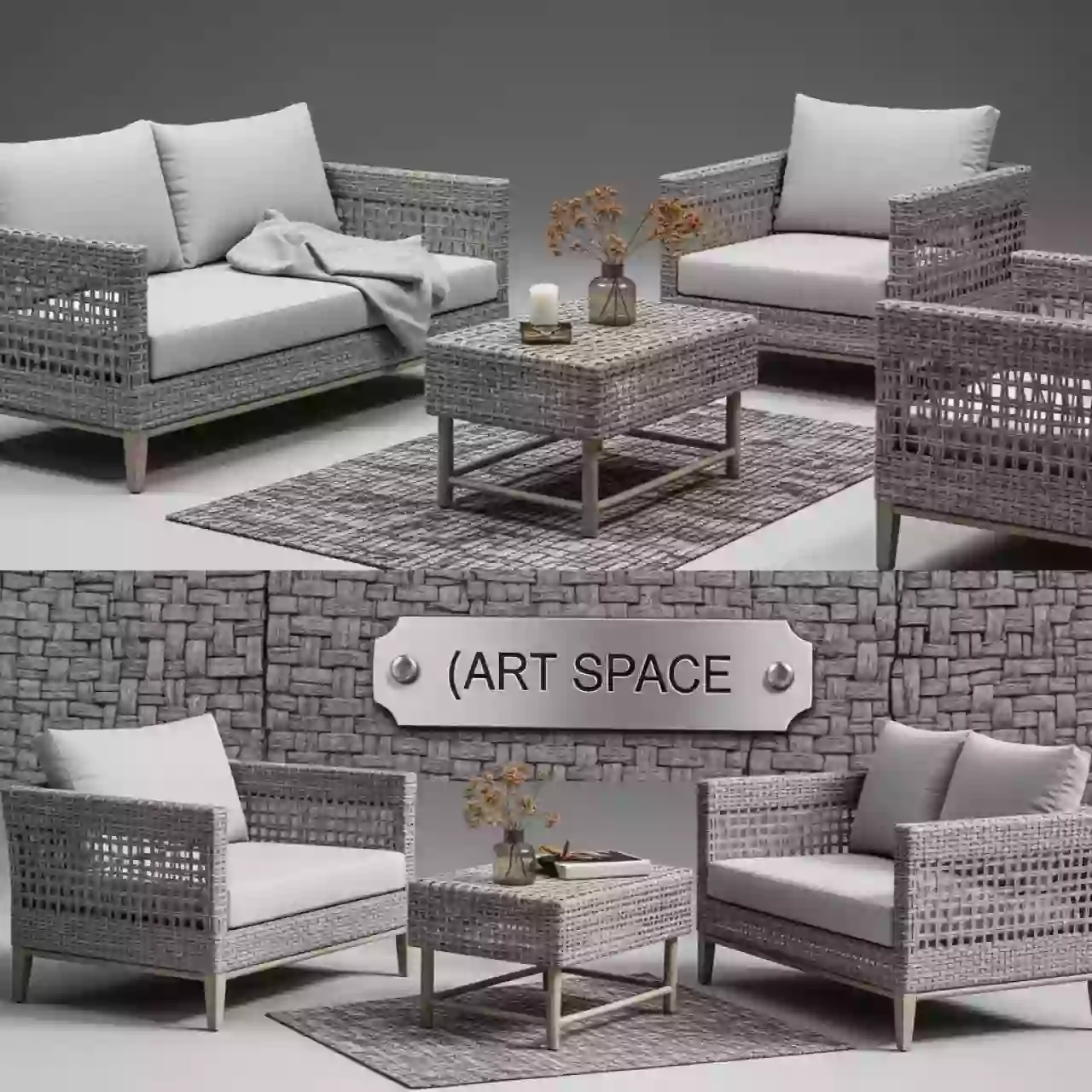 Аренда Комплект плетеной мебели из ротанга Падуя Paduja greige в Alpha Sirius — ART SPACE