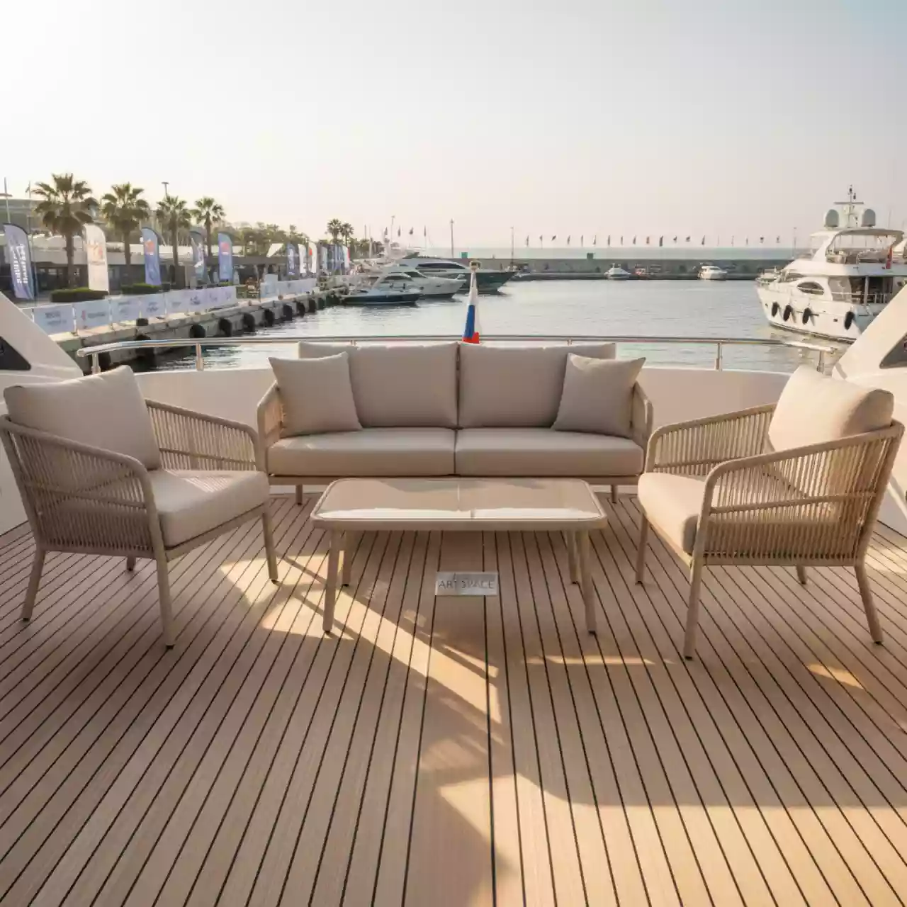 Аренда Комплекта плетеной мебели T198C Y79C W85 latte 4 Pcs на VIP-яхте (Имеретинский порт) — ART SPACE