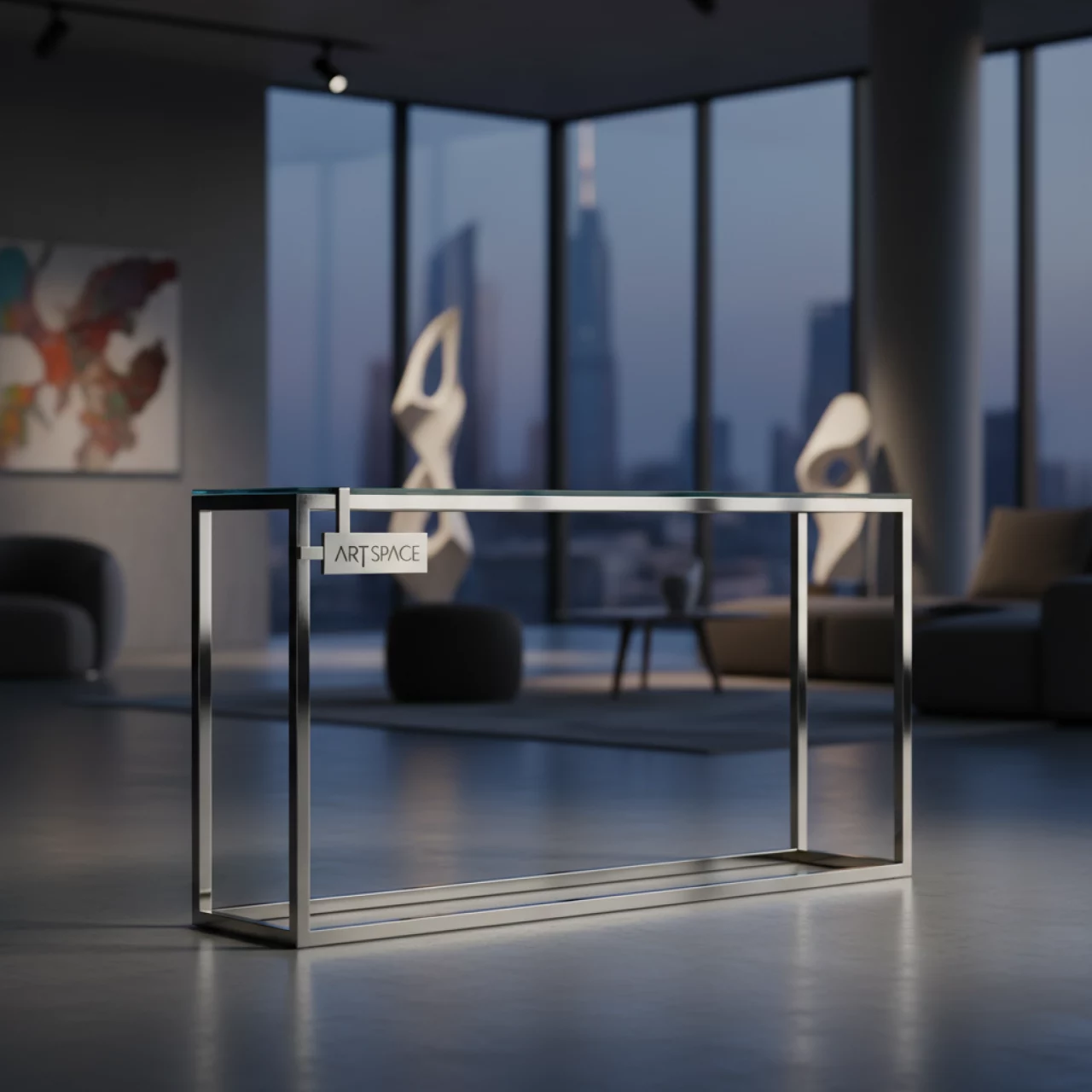 Аренда Консольный столик стеклянный нержавеющая сталь золото 140х45х78 в Panorama by Mercure — ART SPACE