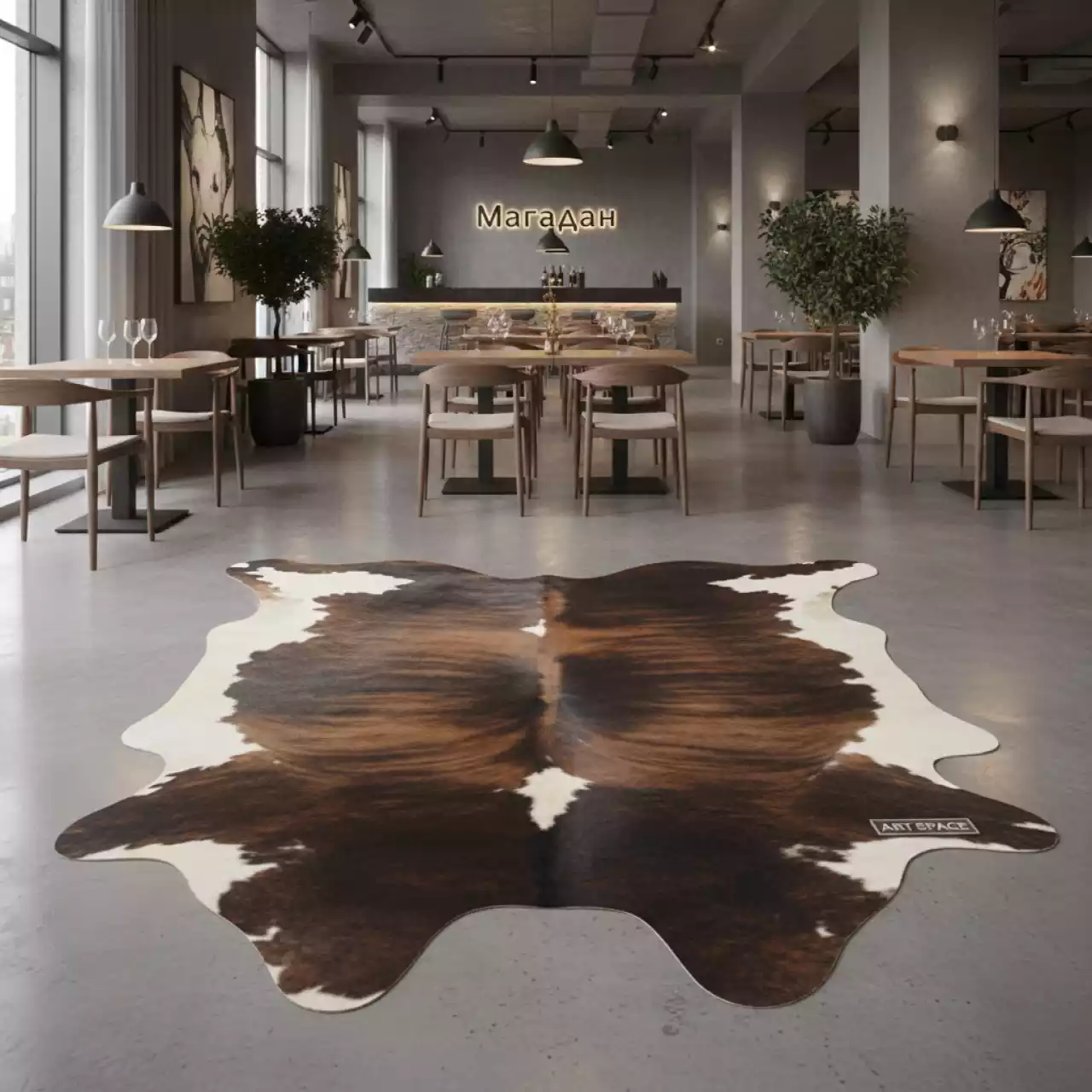 Аренда Ковер декоративный шкура коровы 110х75 см в ресторане «Магадан» — ART SPACE