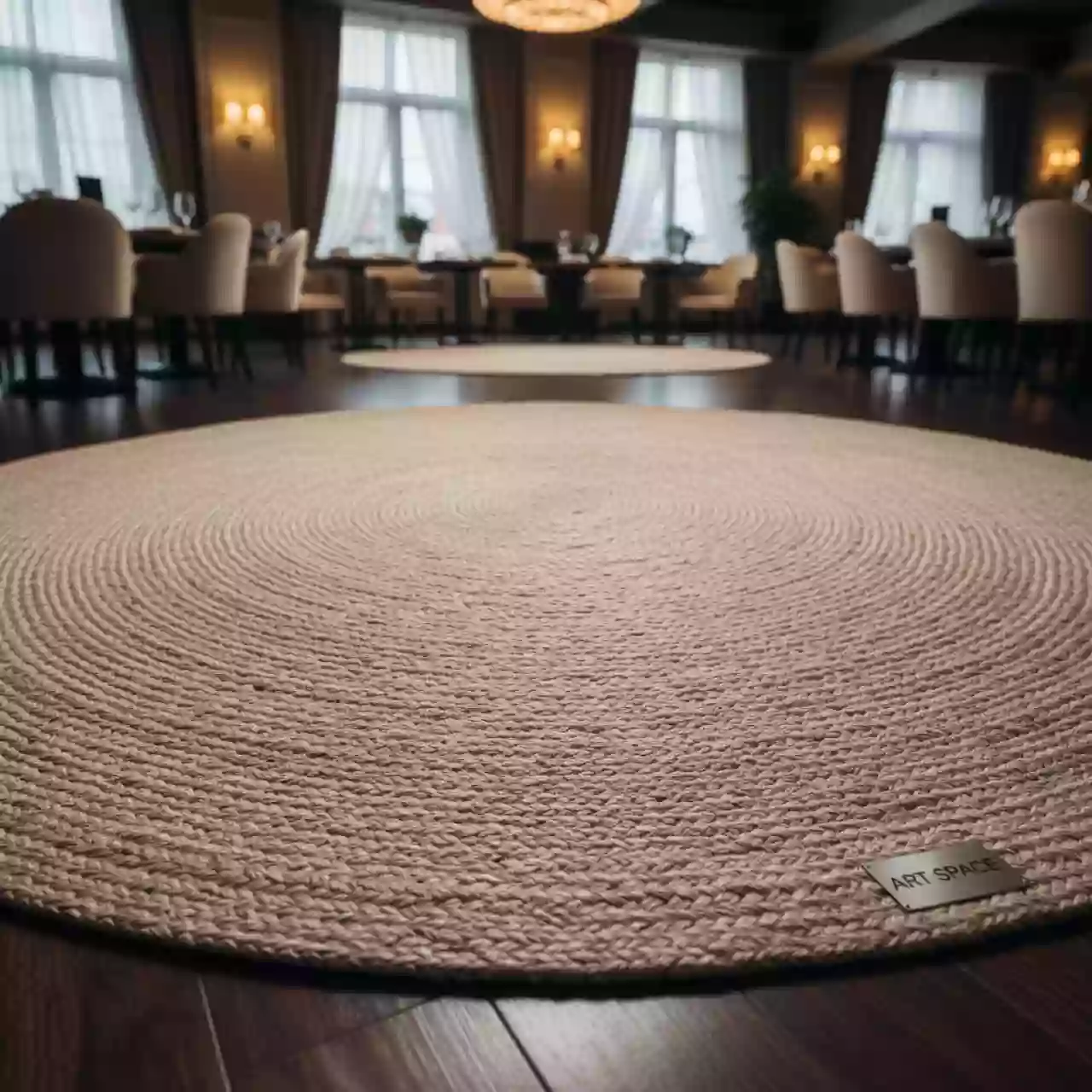 Аренда Ковер индийский JUTE BEIGE Round в ресторане «Магадан» — ART SPACE
