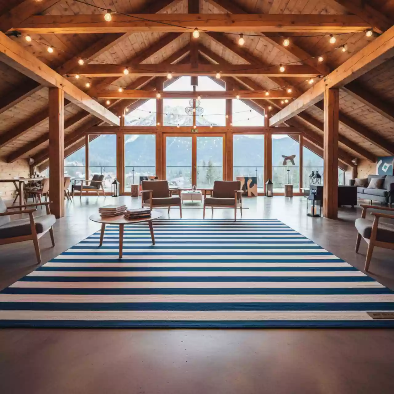 Аренда Коврик флисовый полосатый синий Green Glade 175х135 см в Поляна 1389 Отель и Спа — ART SPACE