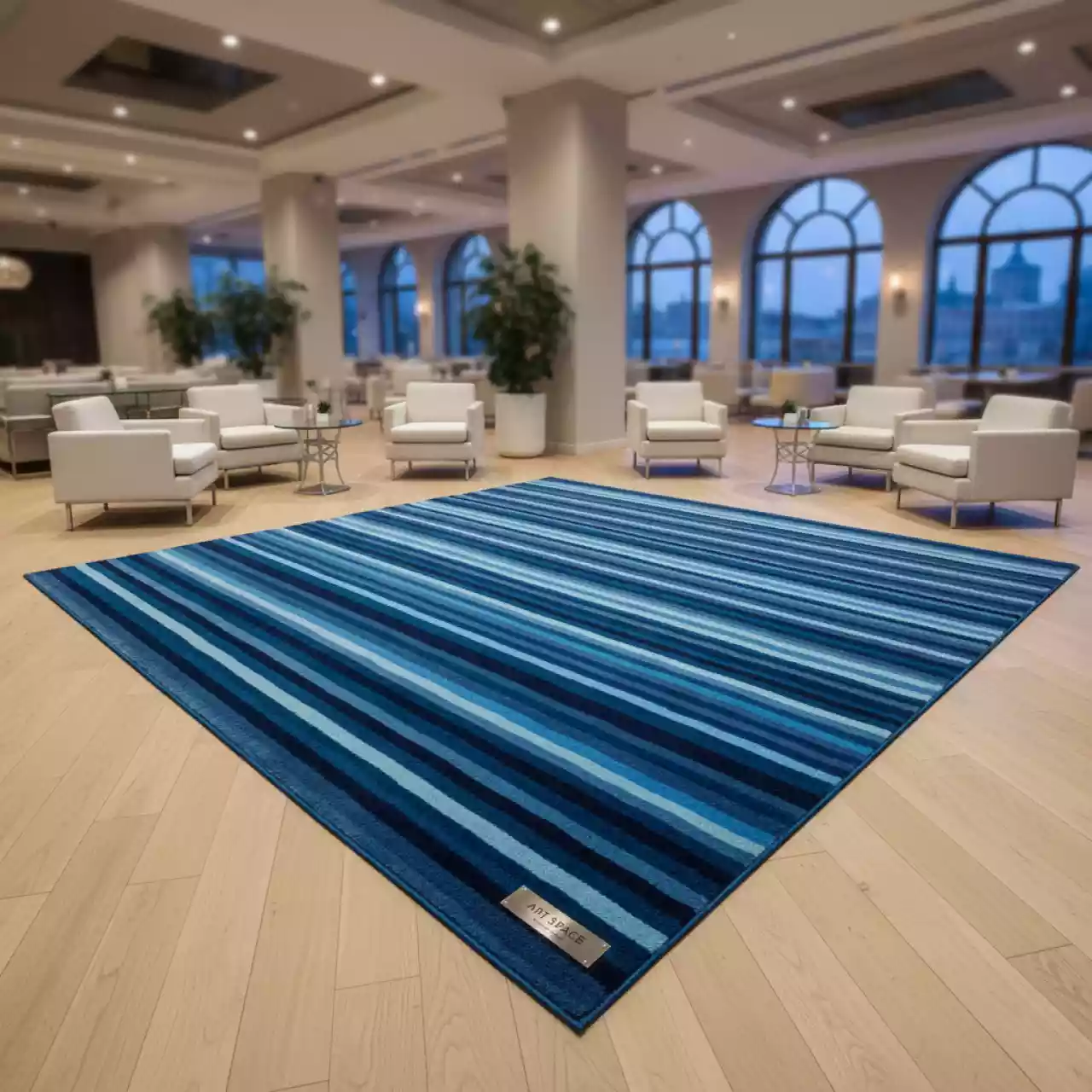 Аренда Коврик полосатый флисовый синий Green Glade 200х200 см в ресторане «Магадан» — ART SPACE