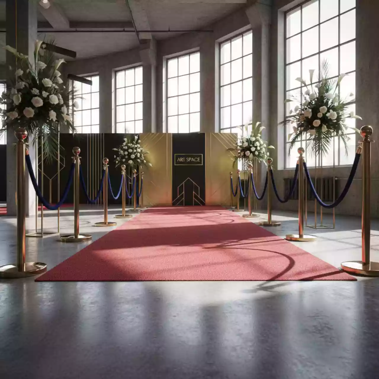 Аренда Красная ковровая дорожка ковролин 1,5х10 м в лофте «Студия 21» — ART SPACE