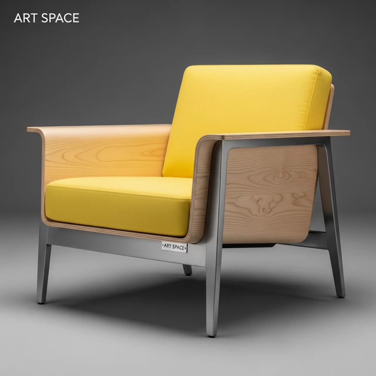 Аренда Кресло Quadro алюминий RAL 9005 ясень дуб мореный ткань Calista 6 лимонное в Rixos Krasnaya Polyana — ART SPACE