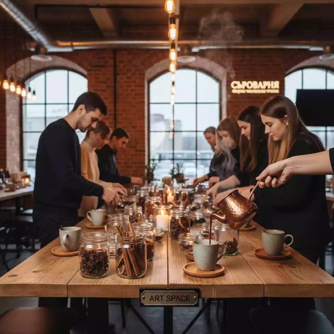 Аренда Купаж глинтвейн с кружкой мастер класс в ресторане «Сыроварня» — ART SPACE