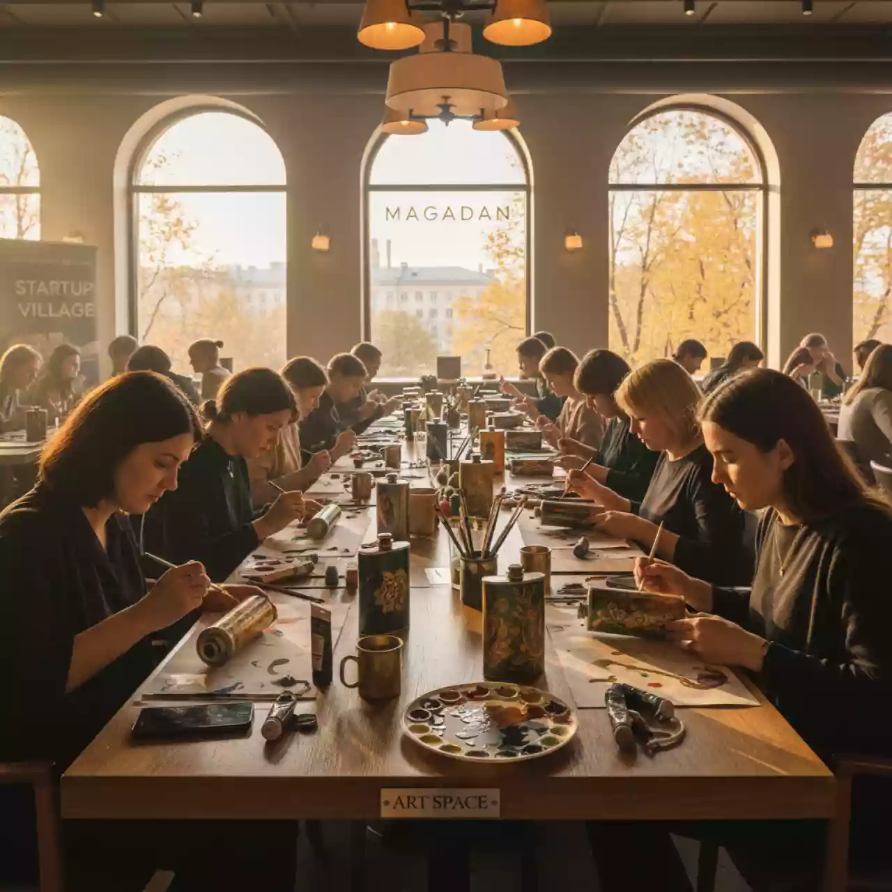 Аренда Мастер класс по росписи армейской посуды в ресторане «Магадан» — ART SPACE