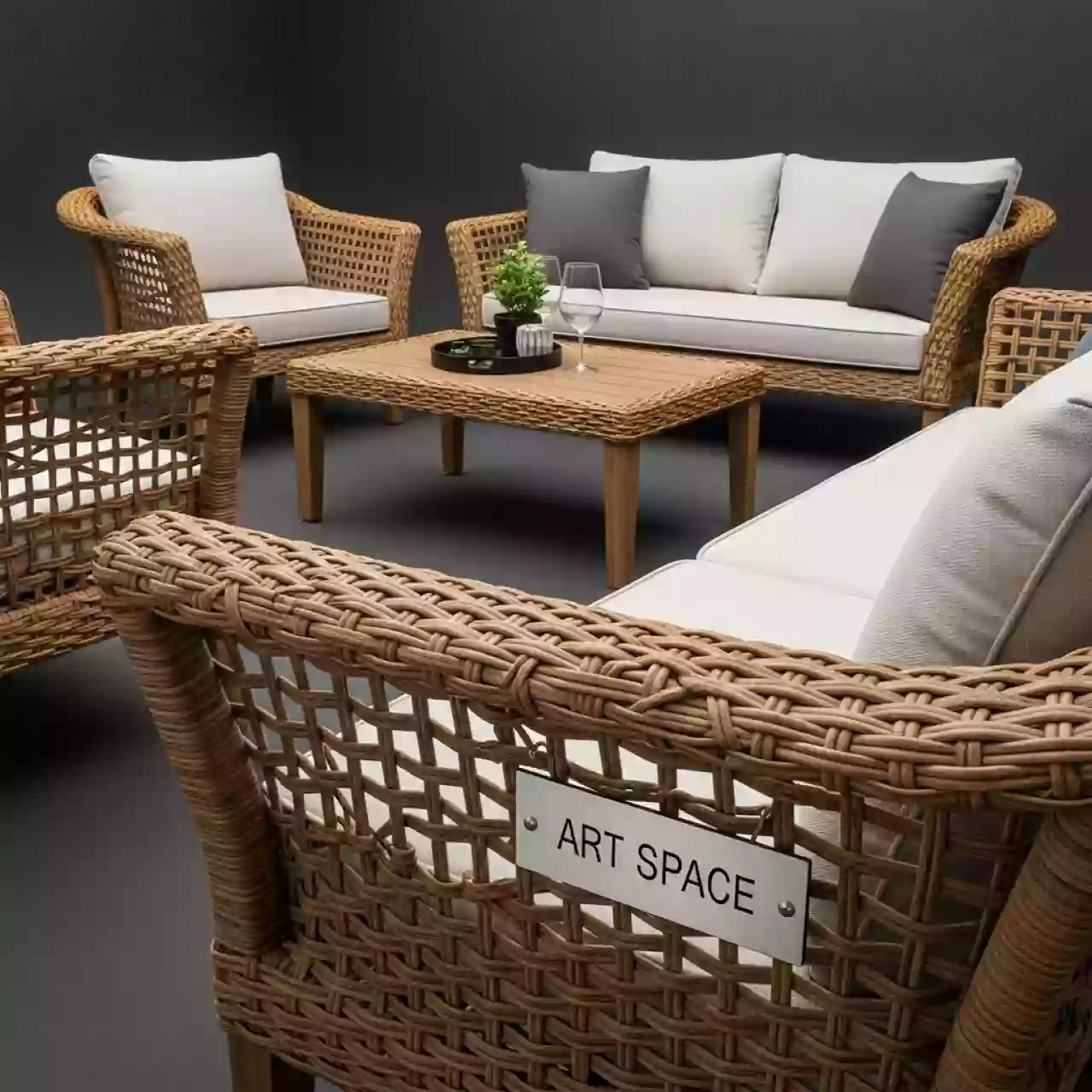 Аренда Мебельная группа Ниламито из искусственного ротанга wood в МФК «Горный» — ART SPACE