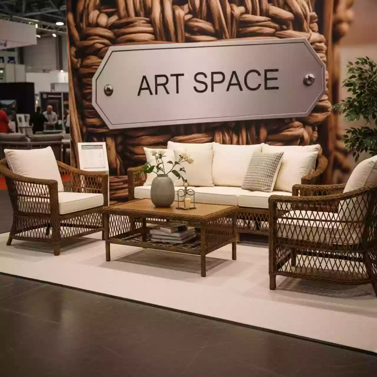 Аренда Мебельная группа плетеная Эспрессо 150 L коричневая на Медальной площади — ART SPACE