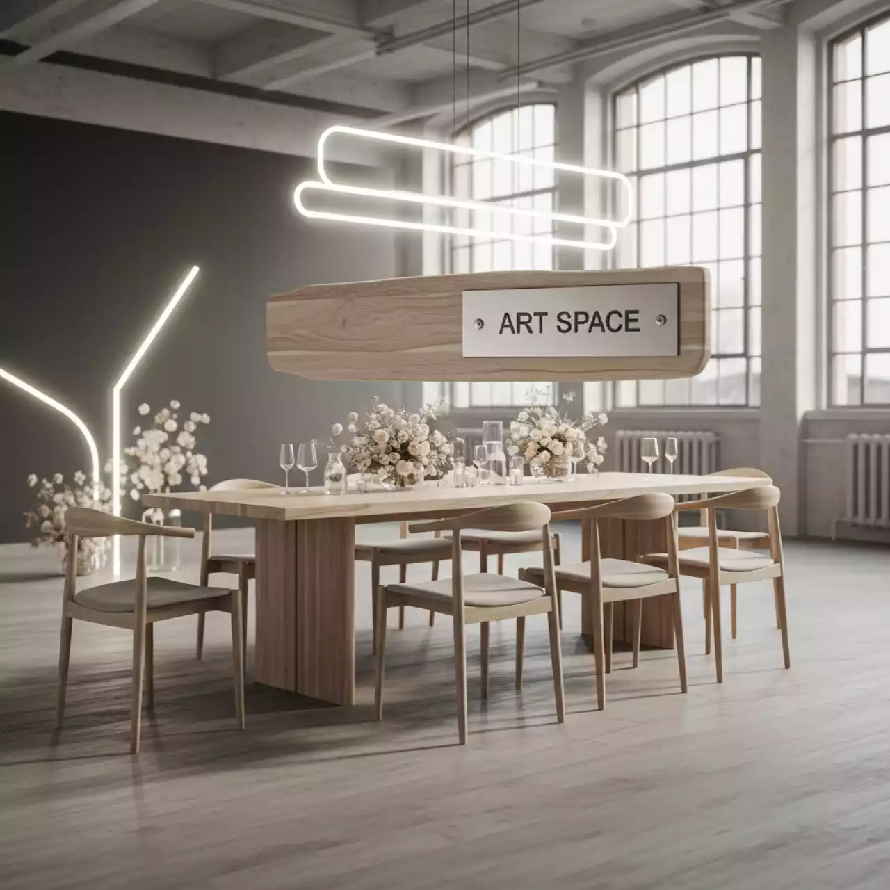 Аренда Мебельная группа Royal Family Grand Michelle из акации бежевый стол кресла в лофте «Студия 21» — ART SPACE