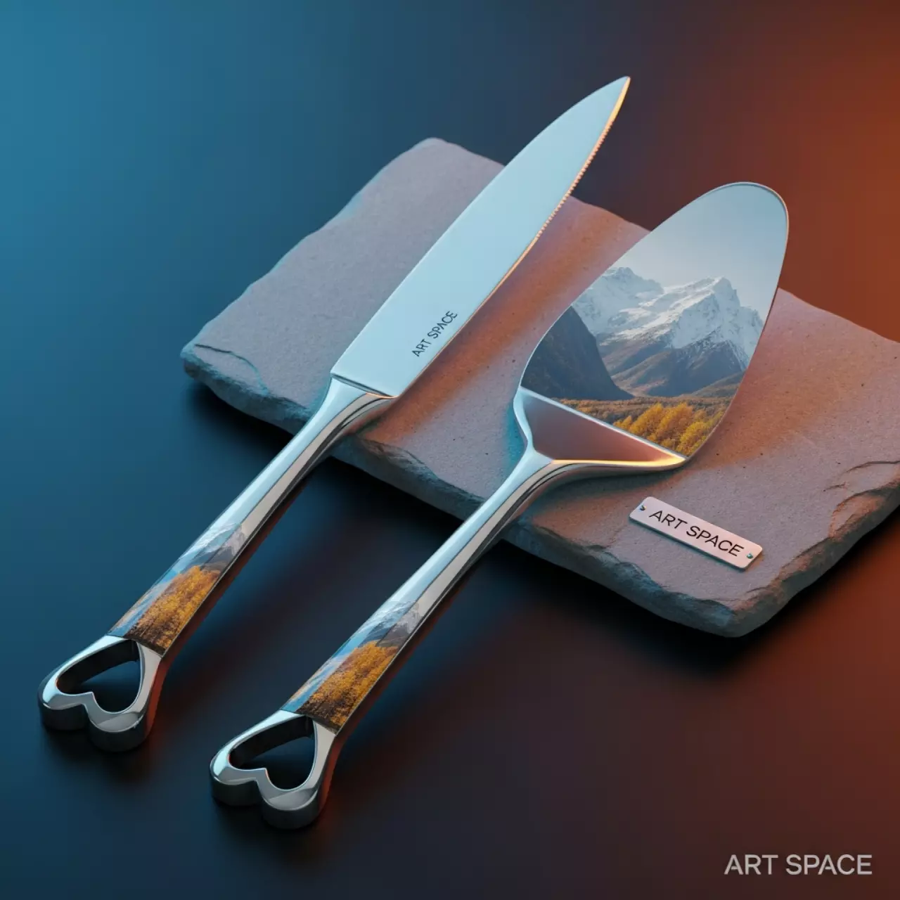 Аренда Набор для торта Сердце серебро в этно-парке «Моя Россия» — ART SPACE