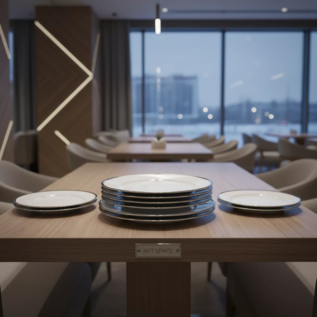 Аренда Набор тарелок Анитра с серебряной каймой в ресторане «D.O.M» — ART SPACE