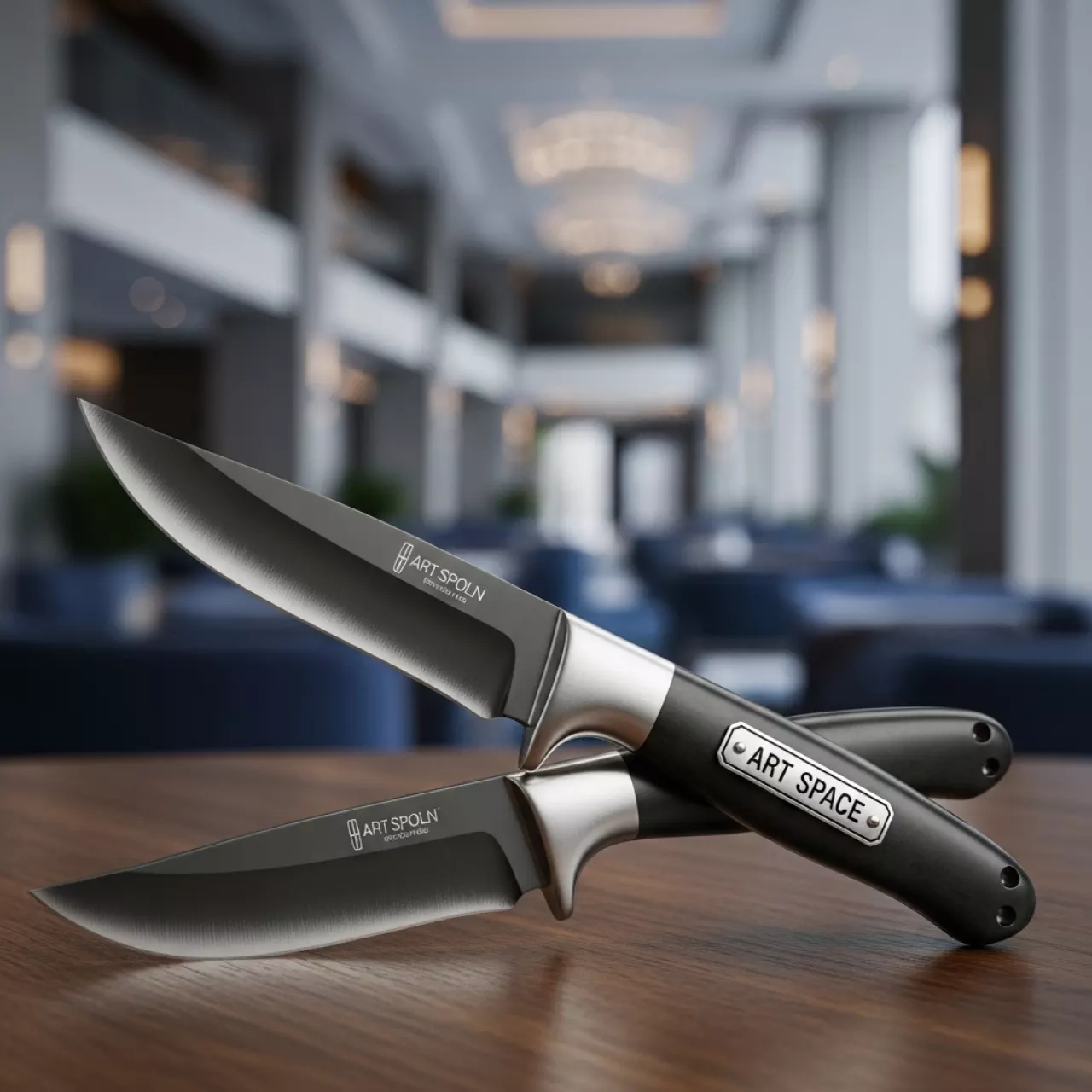 Аренда Нож столовый серебристо черный Линкольн в Cosmos Sochi Hotel — ART SPACE