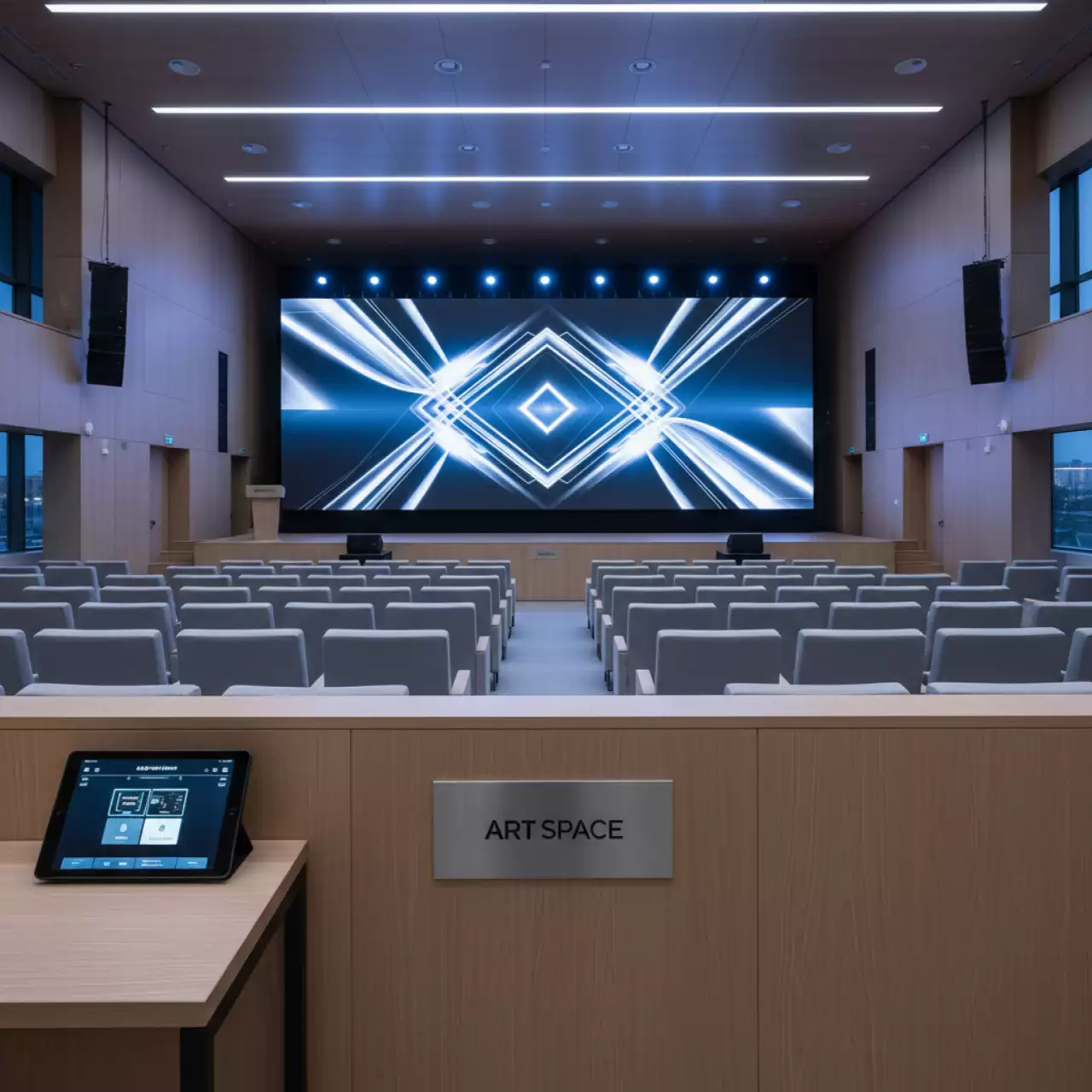 Аренда Оборудование звуковое световое светодиодный экран для конференции компании Mercedes в МФК «Горный» — ART SPACE