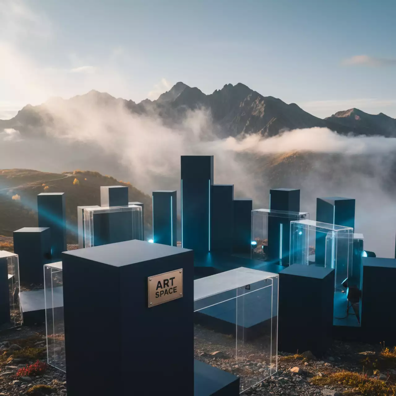 Аренда Оформление в синем цвете на площадке Rosa Peak (2320м) — ART SPACE