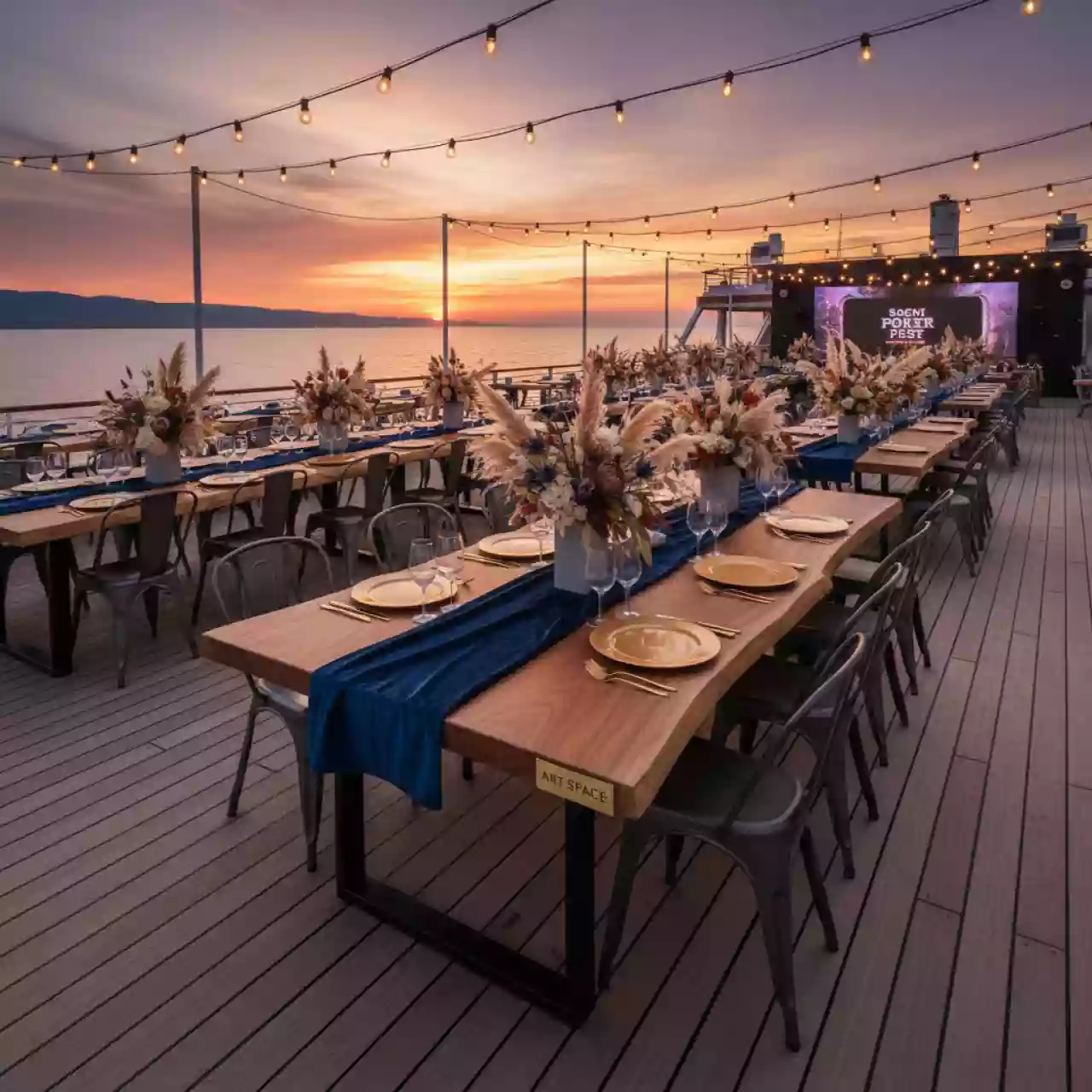 Аренда Оформление вечеринки в стиле рустик на теплоходе «Дагомыс» — ART SPACE