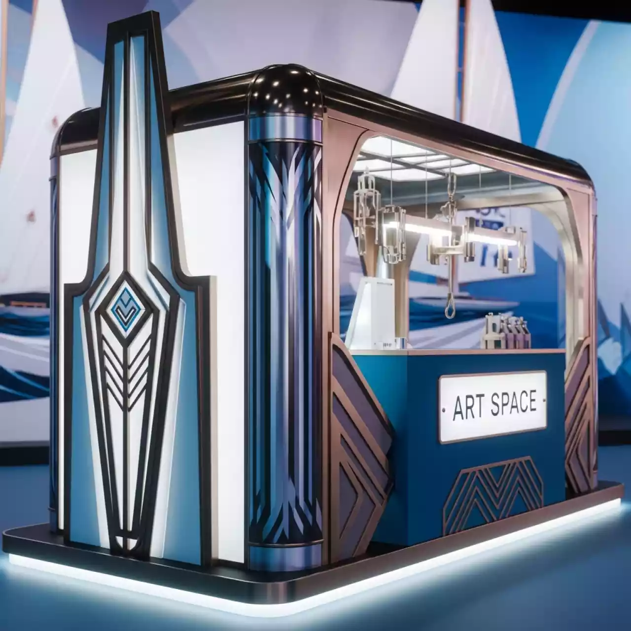Аренда Оформление выставочного места мобильными стендами на парусной регате (Сочи) — ART SPACE