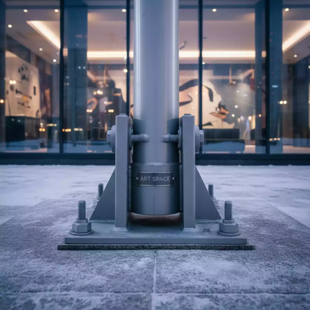 Аренда Основание с анкерами в сборе для уличных флагштоков 9 и 10 м в МФК «Горный» — ART SPACE