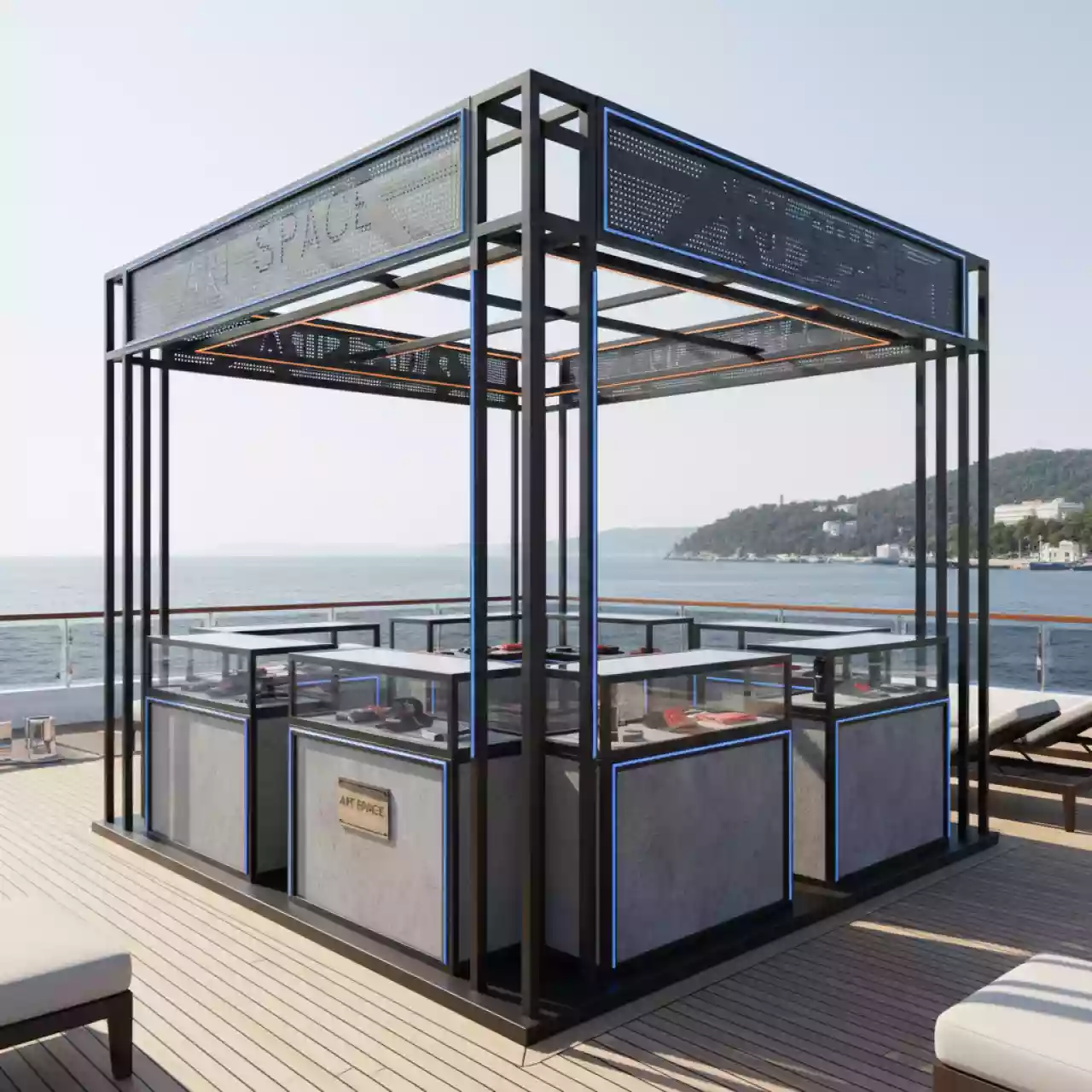 Аренда Островок торговый Amore & Baci 2.5х2.5 м 5 м² на VIP теплоходе (Морпорт Сочи) — ART SPACE