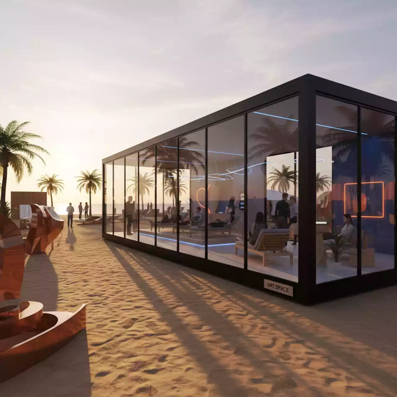 Аренда Пагода черная остекленная 5х15 м в пляжном комплексе VinoGrad — ART SPACE