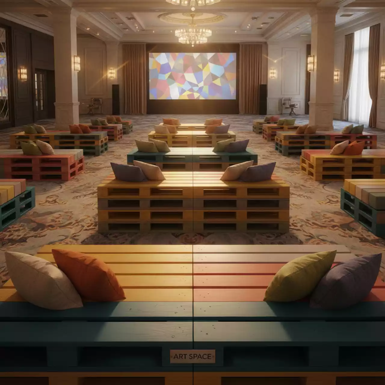 Аренда Паллеты цветные в Mövenpick Hotel