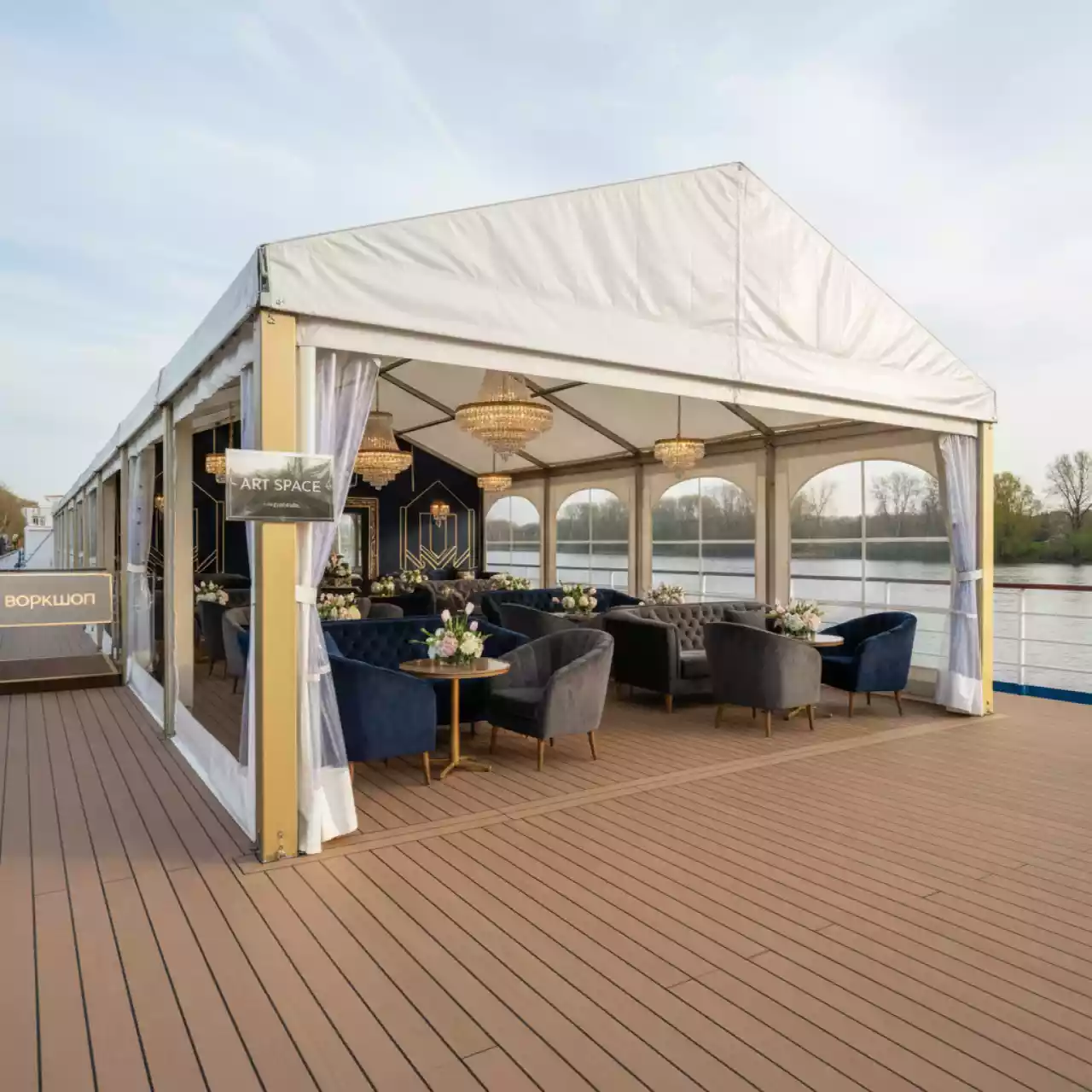 Аренда Павильон тентовый 25х30 м на теплоходе «Дагомыс» — ART SPACE