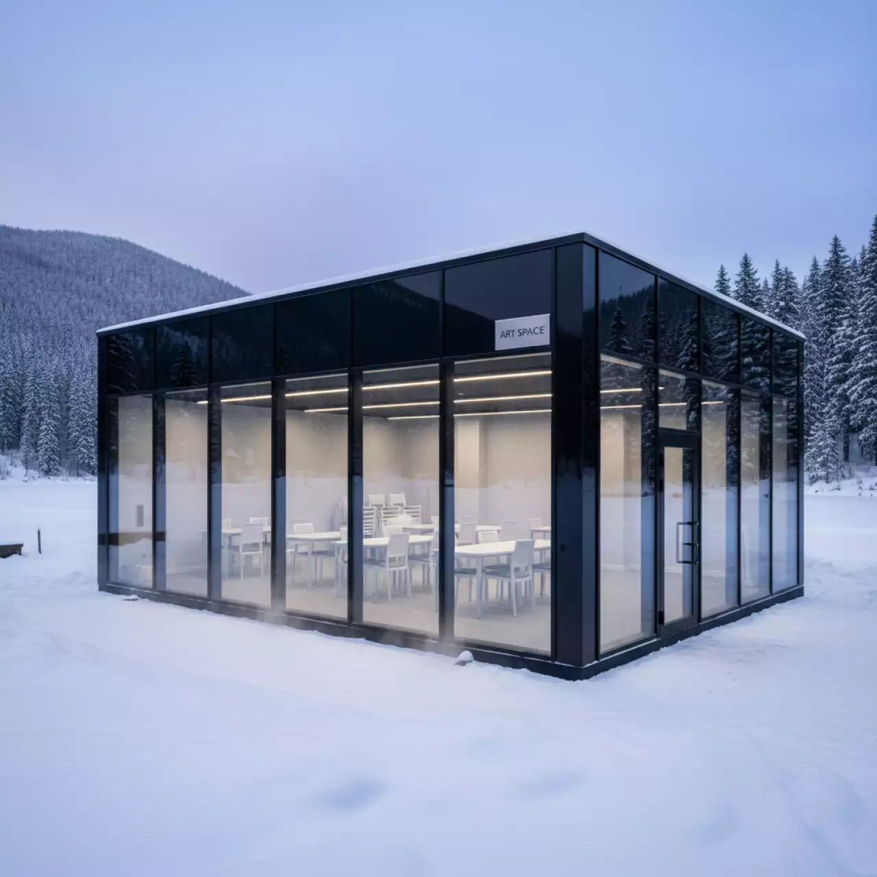 Аренда павильона черного остекленного 15х30 м в Green Flow Hotel — ART SPACE