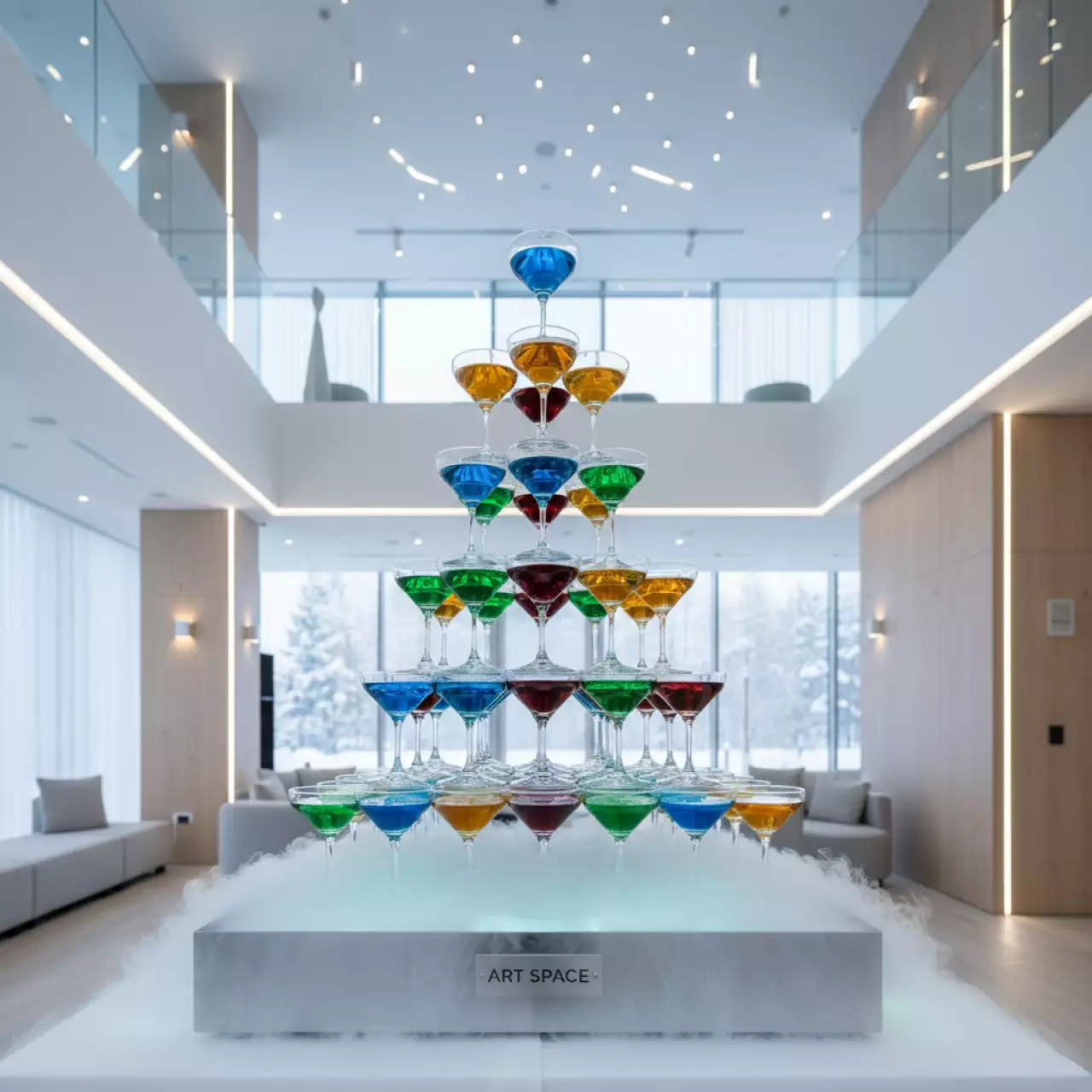 Аренда Пирамида из коктейлей 120 бокалов 8 ярусов в Imeretinskiy Hotel — ART SPACE