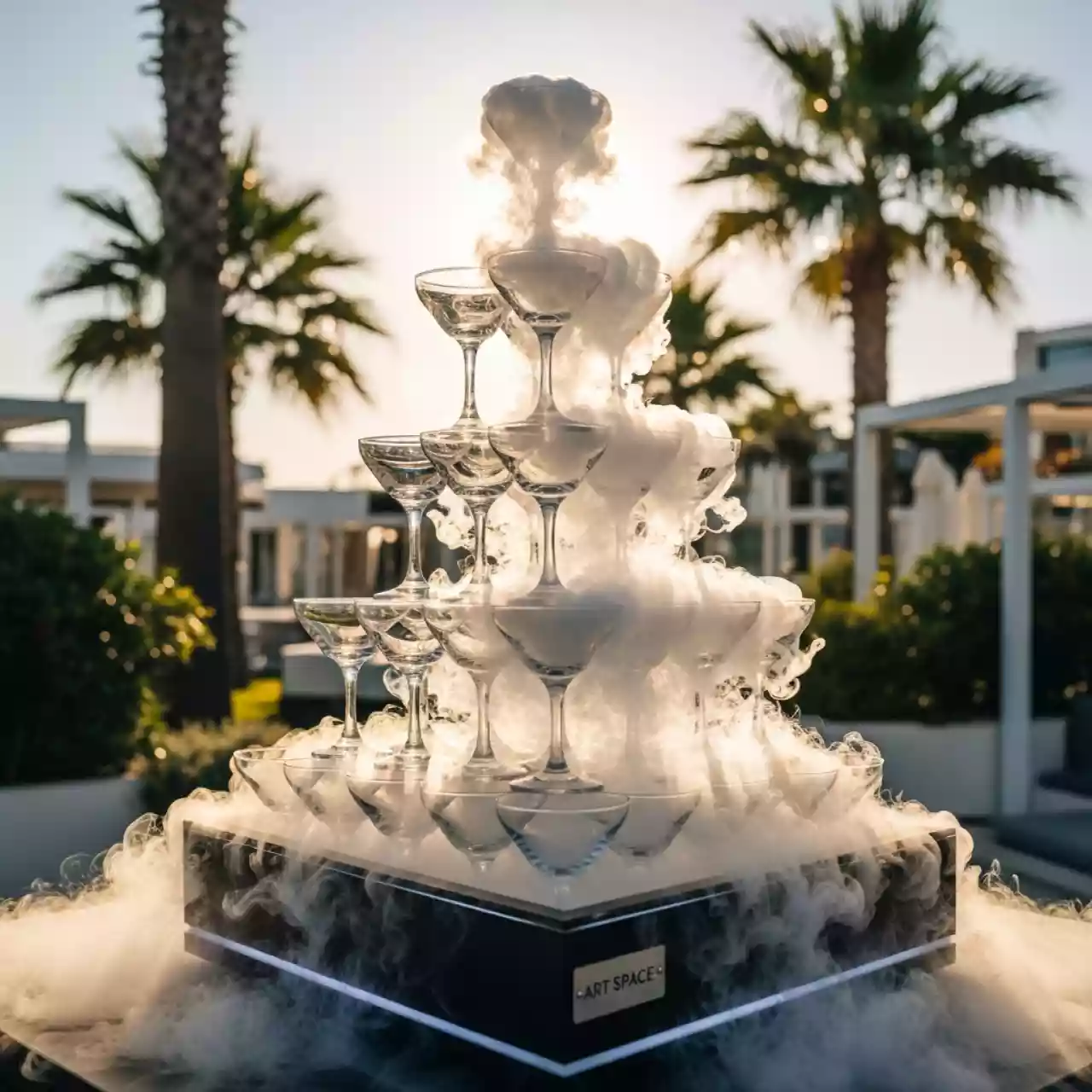 Аренда Пирамида из коктейлей 84 бокала 7 ярусов в санатории «Сочи» — ART SPACE