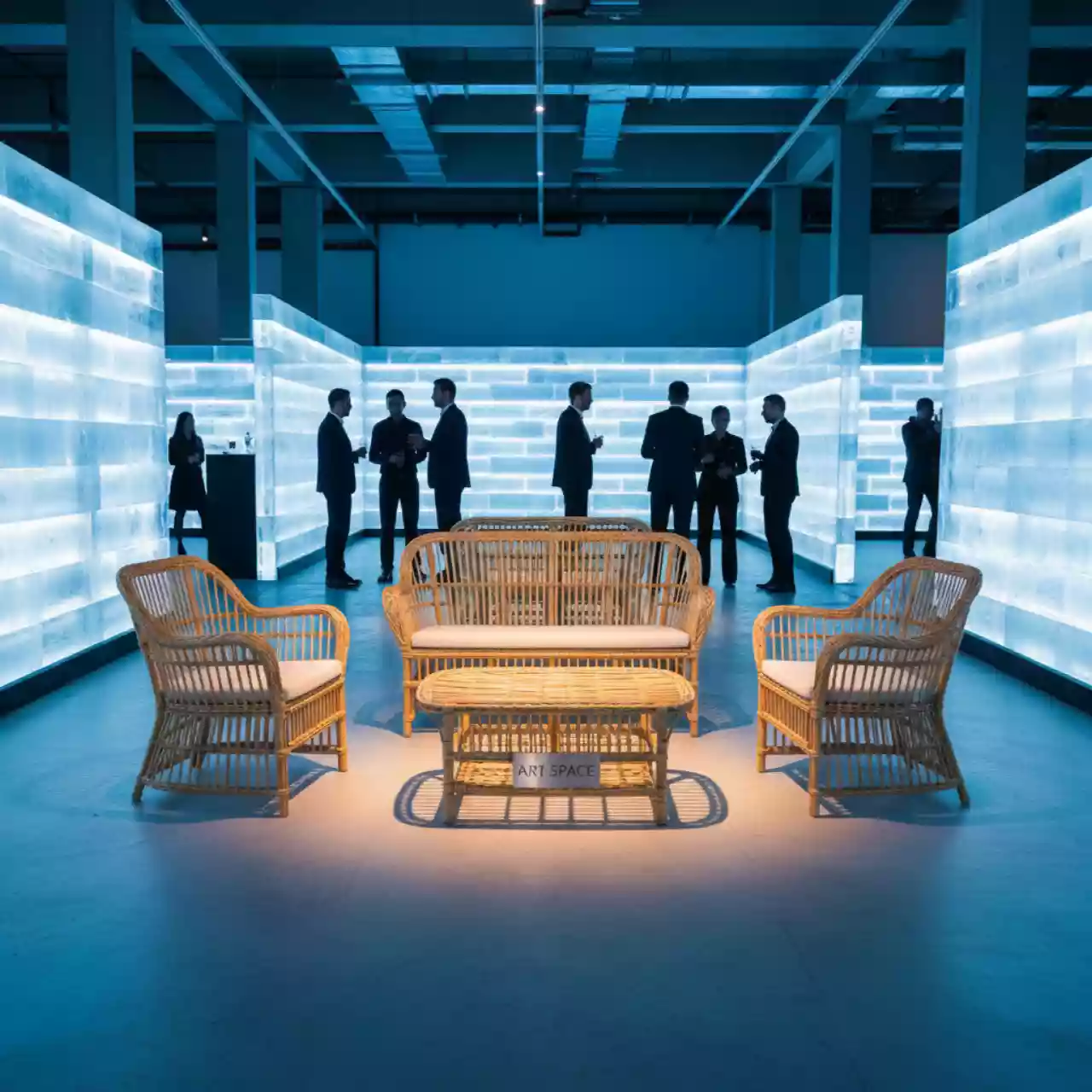 Аренда Плетеная Мебельная группа Доппио соломенный цвет в Керлинговом центре «Ледяной куб» — ART SPACE