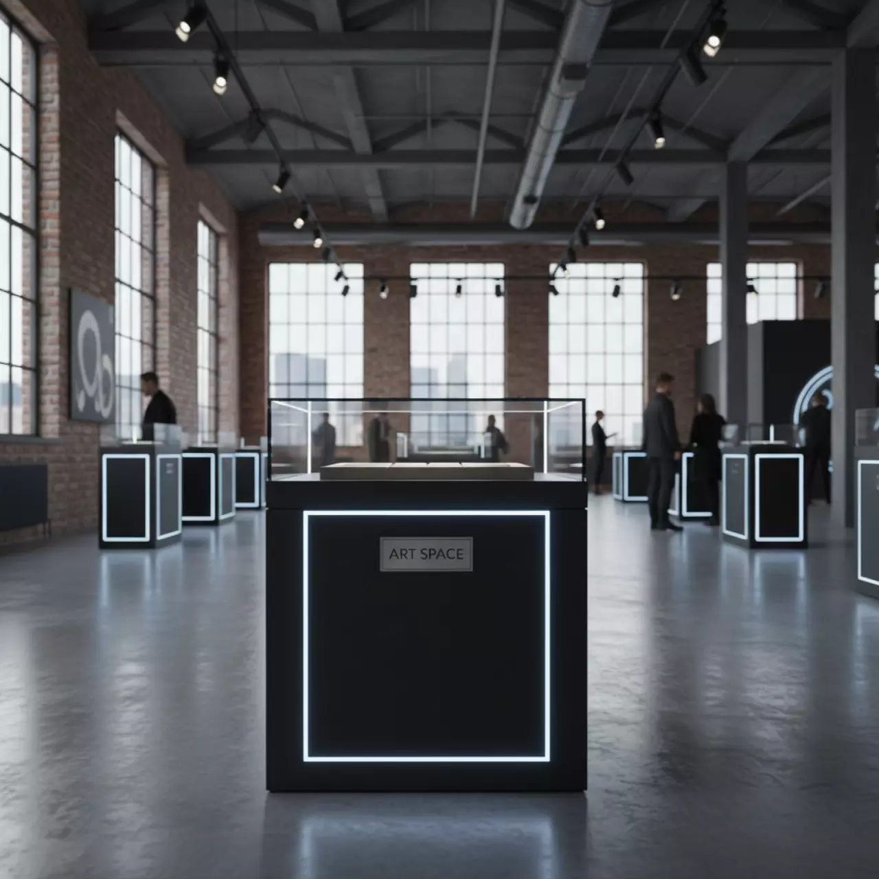 Аренда Подиум витрина черная в лофте «Студия 21» — ART SPACE