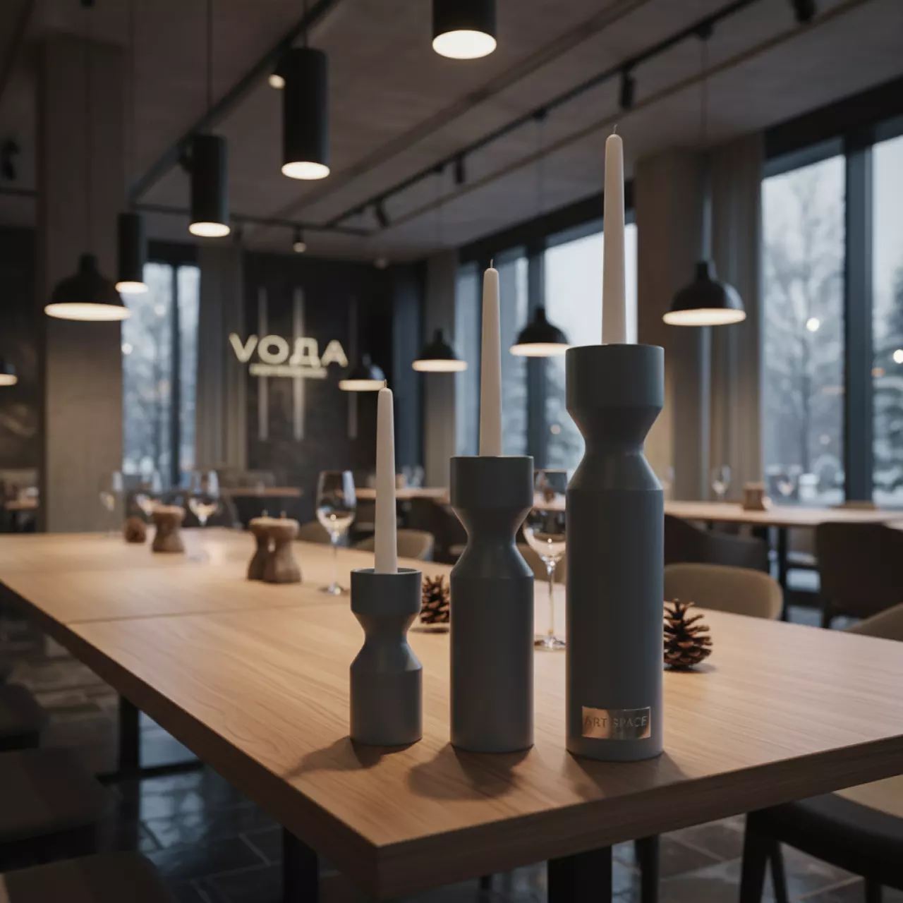 Аренда Подсвечник набор из 3 штук 24 20 16 см в ресторане «Voda» — ART SPACE