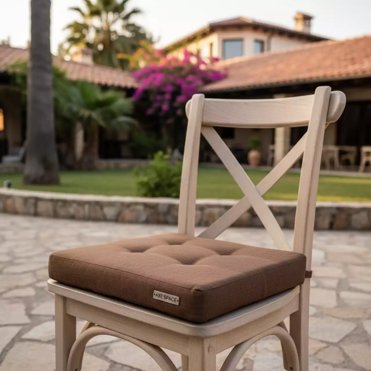 Аренда Подушки для стула Кроссбэк коричневая 3 см на вилле «Анна» — ART SPACE