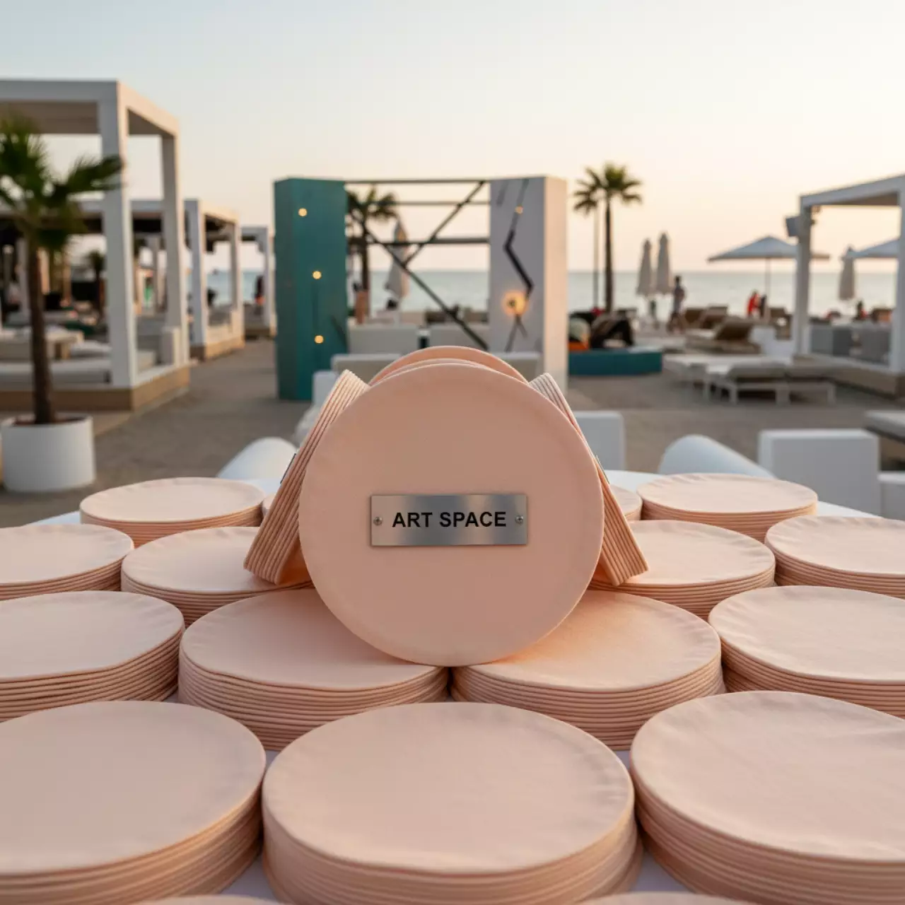 Аренда Салфетка габардиновая Рондо светло персиковая на пляжных клубах Хосты — ART SPACE