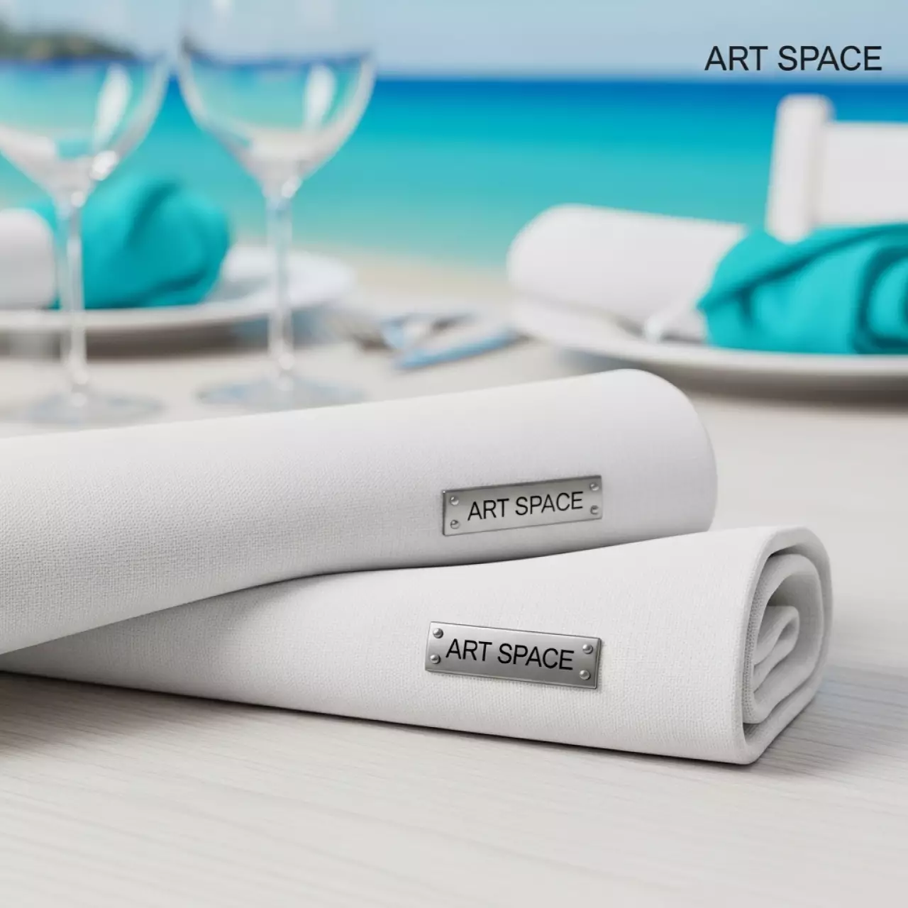 Аренда Салфетка текстиль белая льняная 45х45 см в пляжном комплексе VinoGrad — ART SPACE