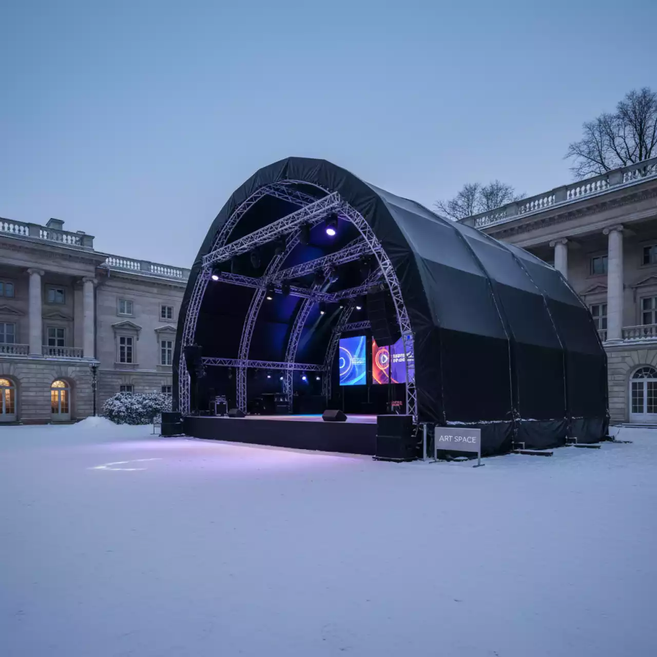 Аренда Сцена арочная 18х12 м черная в усадьбе Голицына — ART SPACE