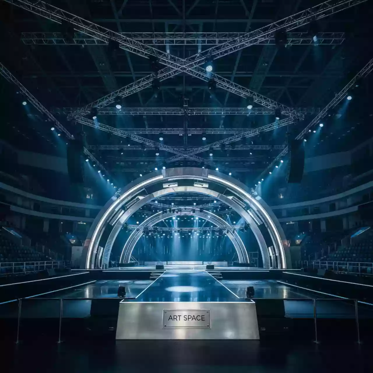 Аренда Сцена арочная 20х14 м металлик в ледовой арене «Шайба» — ART SPACE