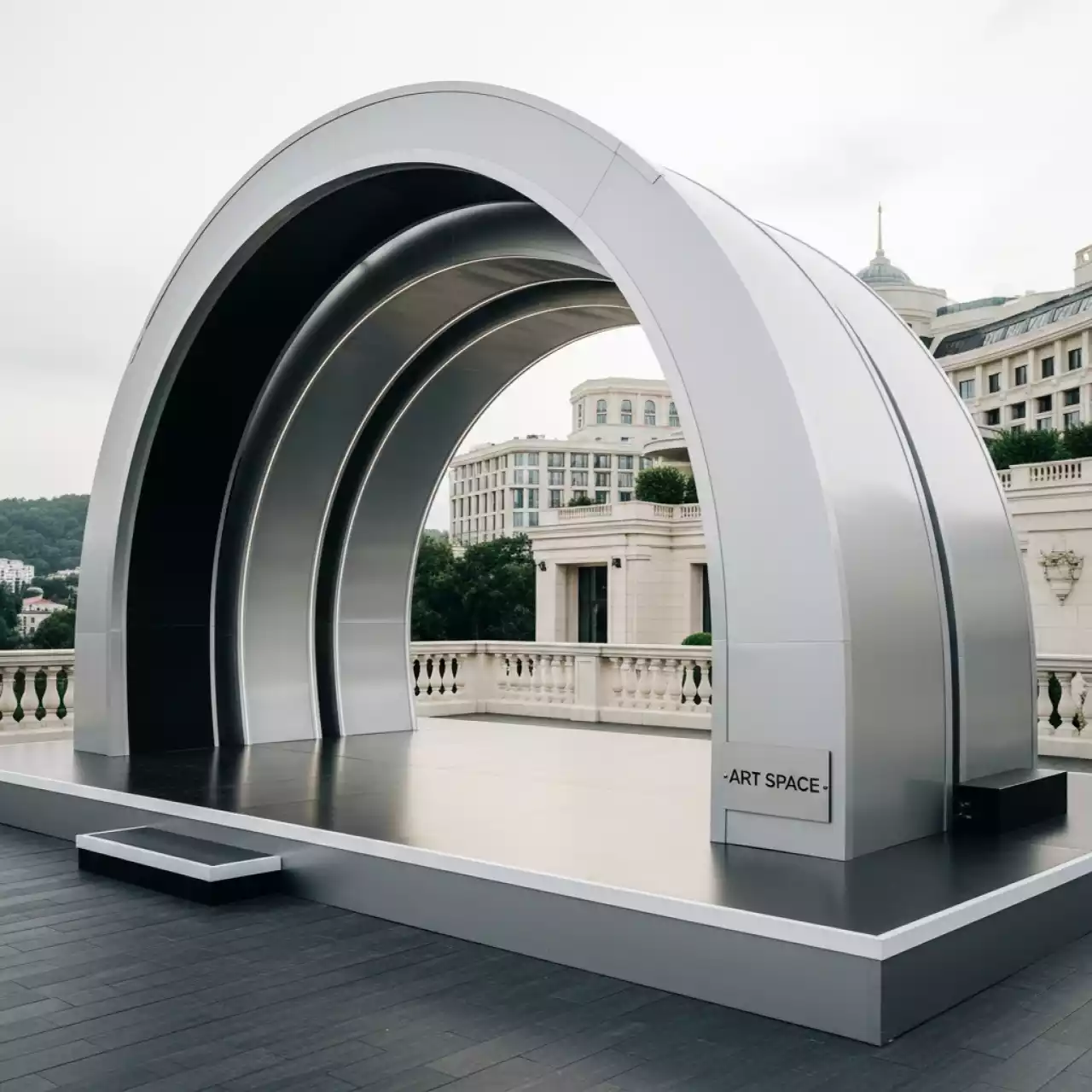 Аренда Сцена арочная 8х10 м металлик в Grand Karat Sochi — ART SPACE