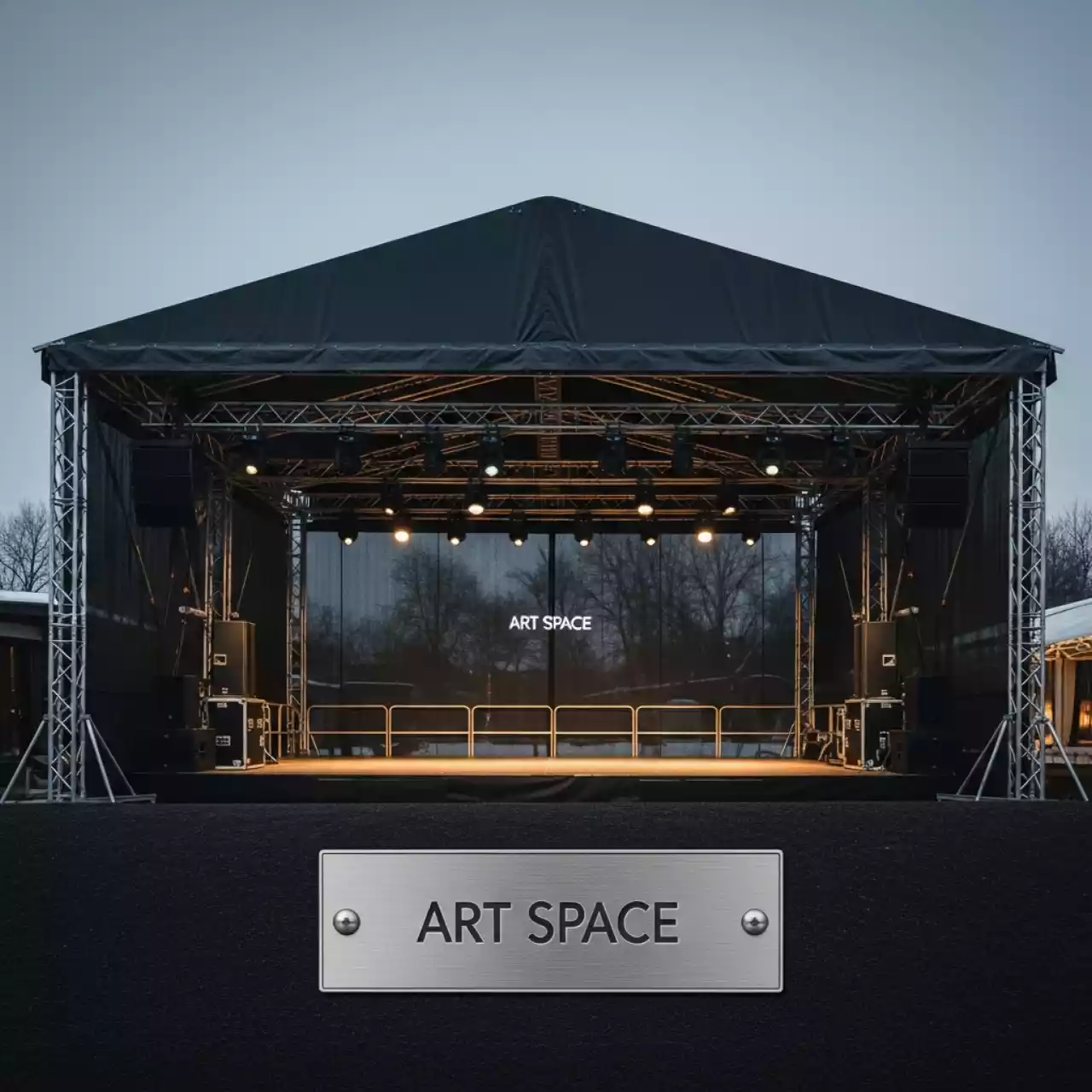 Аренда Сцена двускатная 18х12 м черная в ресторане «Brunello» — ART SPACE