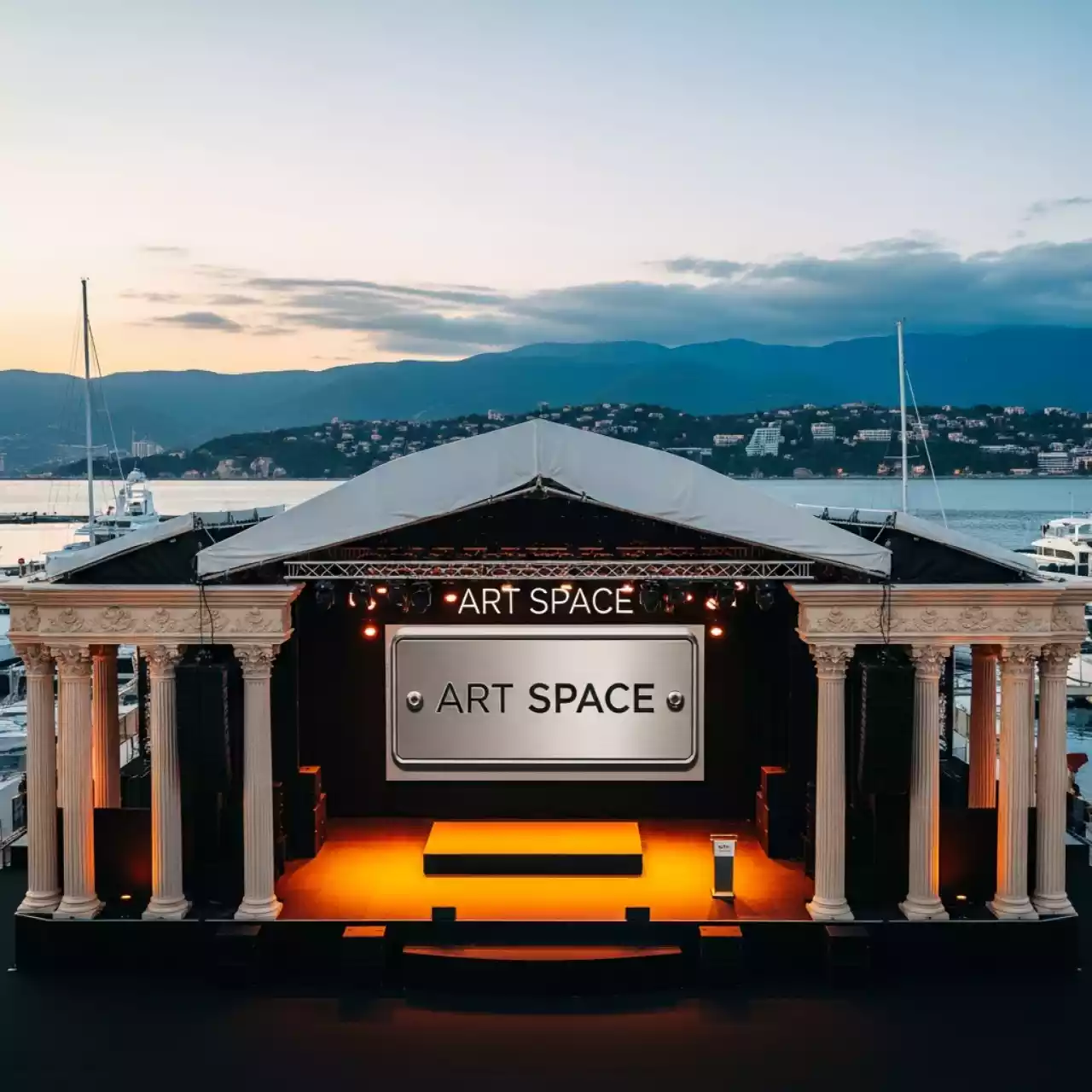 Аренда Сцена главная 12х10 м с крышей на парусной регате (Сочи) — ART SPACE