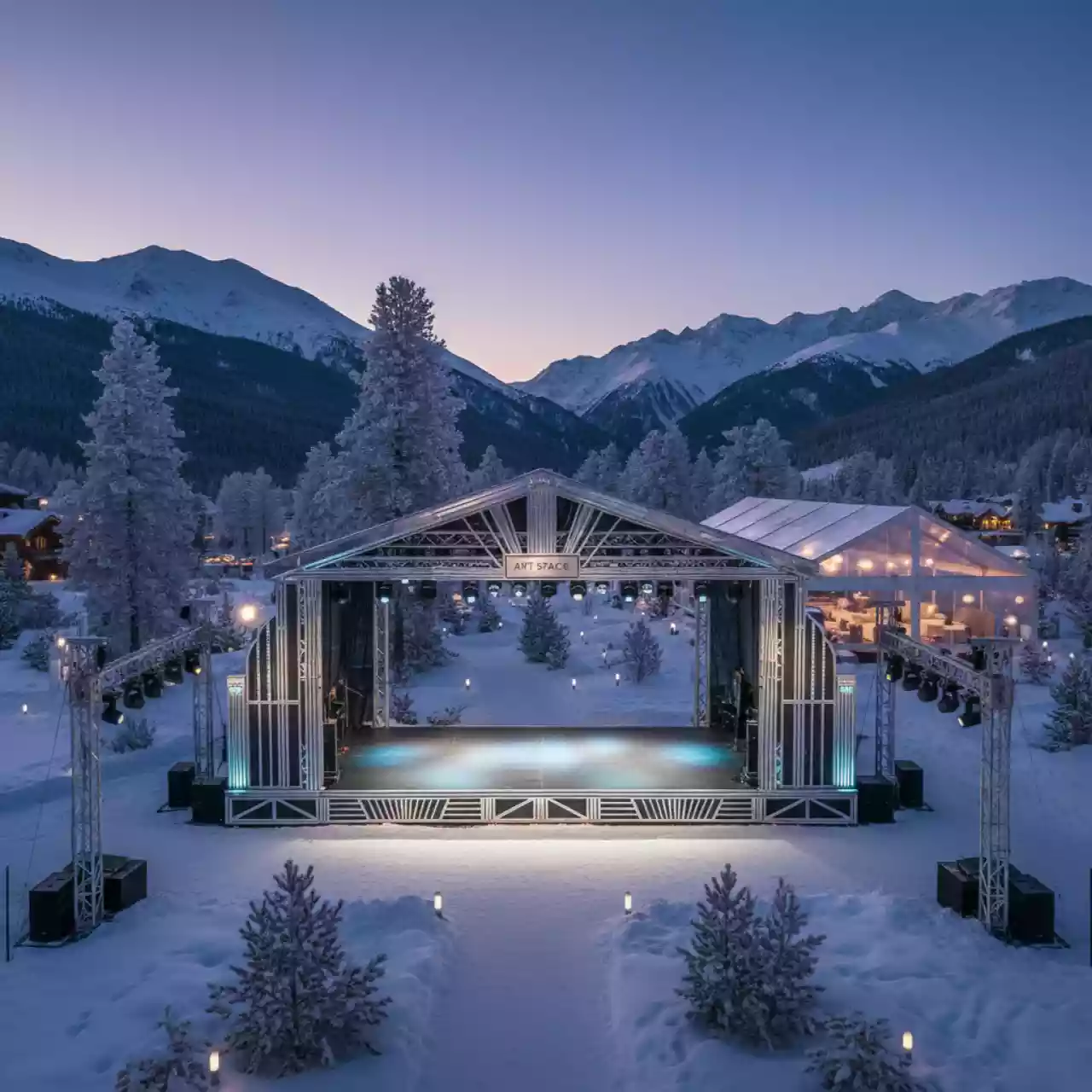 Аренда Сцена односкатная 10х8 металлик в Green Flow Hotel — ART SPACE