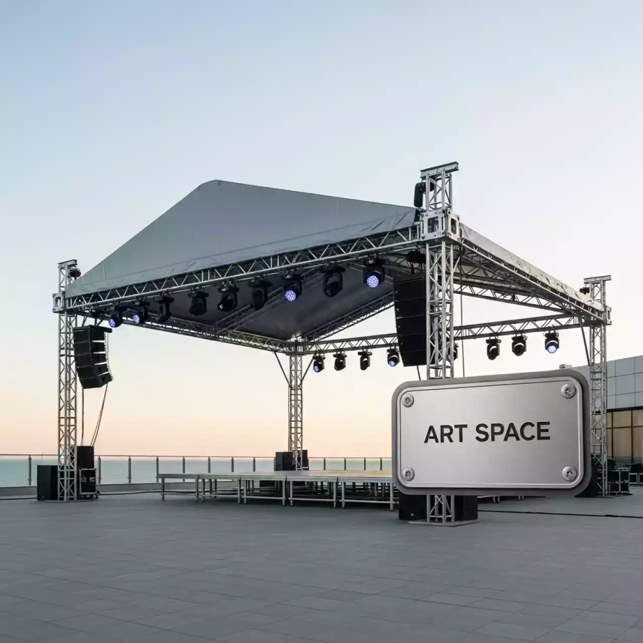 Аренда Сцена односкатная 20х14 металлик в отеле Radisson Lazurnaya — ART SPACE