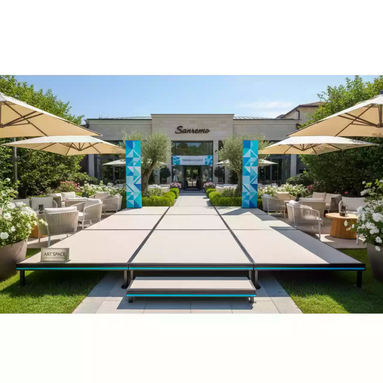 Аренда Сцена разборная для концерта 10х8 м в ресторане «Sanremo» — ART SPACE