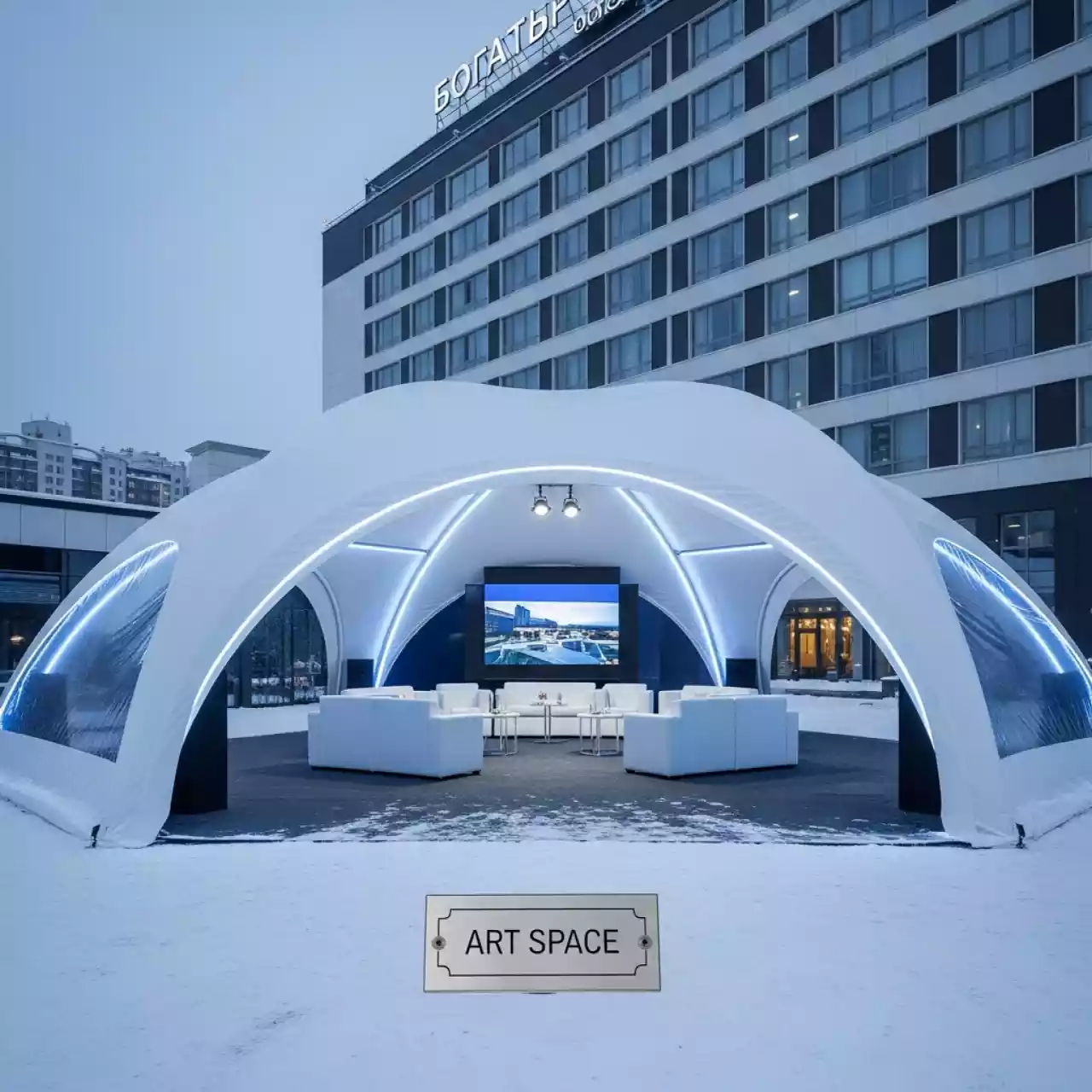 Аренда Шатер арочный гексагональный 14х16 в отеле «Богатырь» — ART SPACE