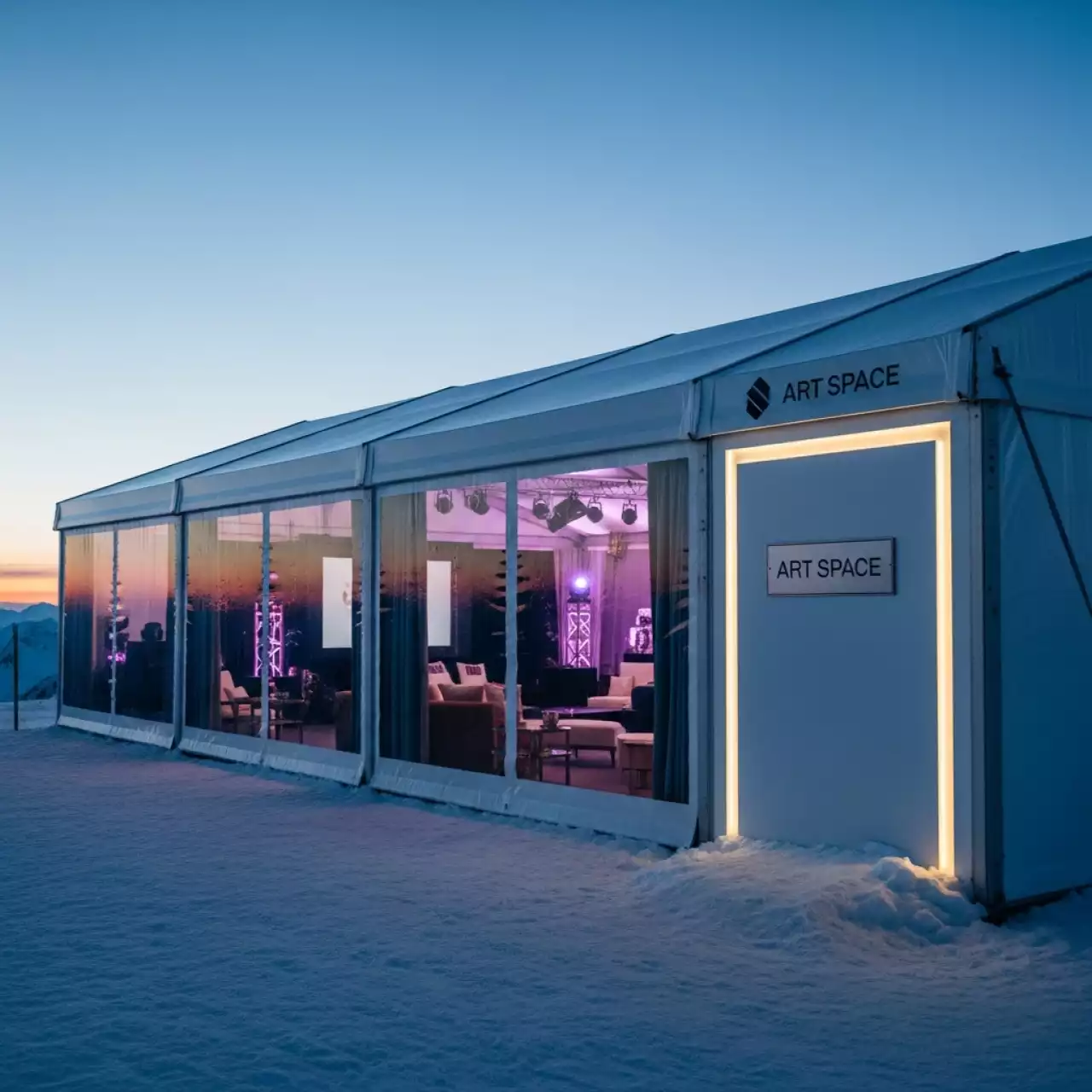 Аренда Шатер двускатный 10х35 м на площадке Rosa Peak (2320м) — ART SPACE