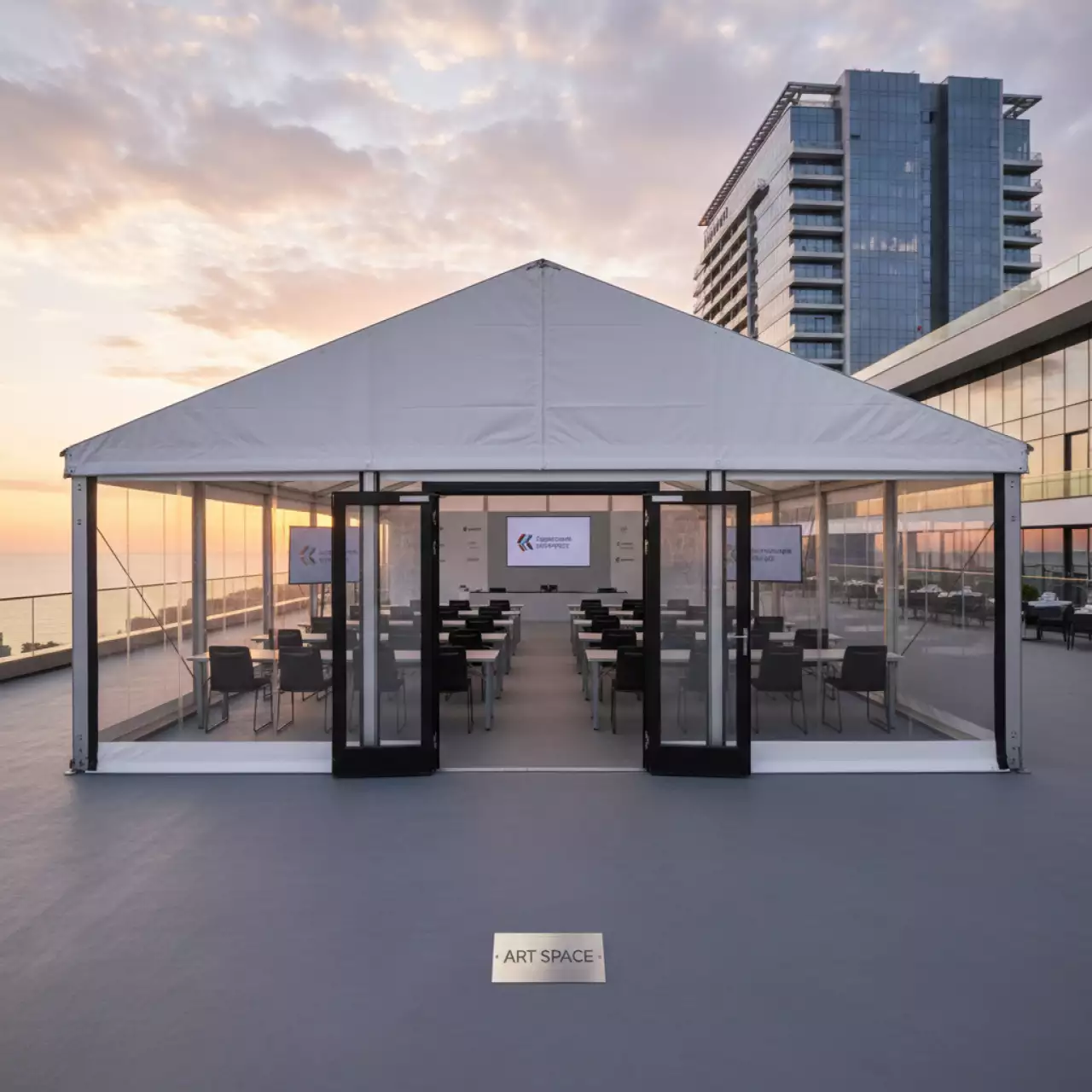 Аренда Шатер двускатный 25х15 для конференции в отеле Hyatt Regency Sochi — ART SPACE