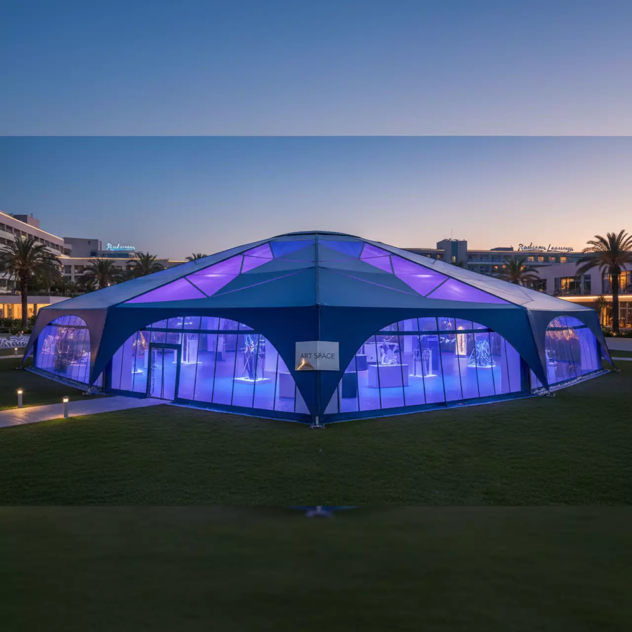 Аренда Шатер павильон 30х40 в отеле Radisson Lazurnaya — ART SPACE
